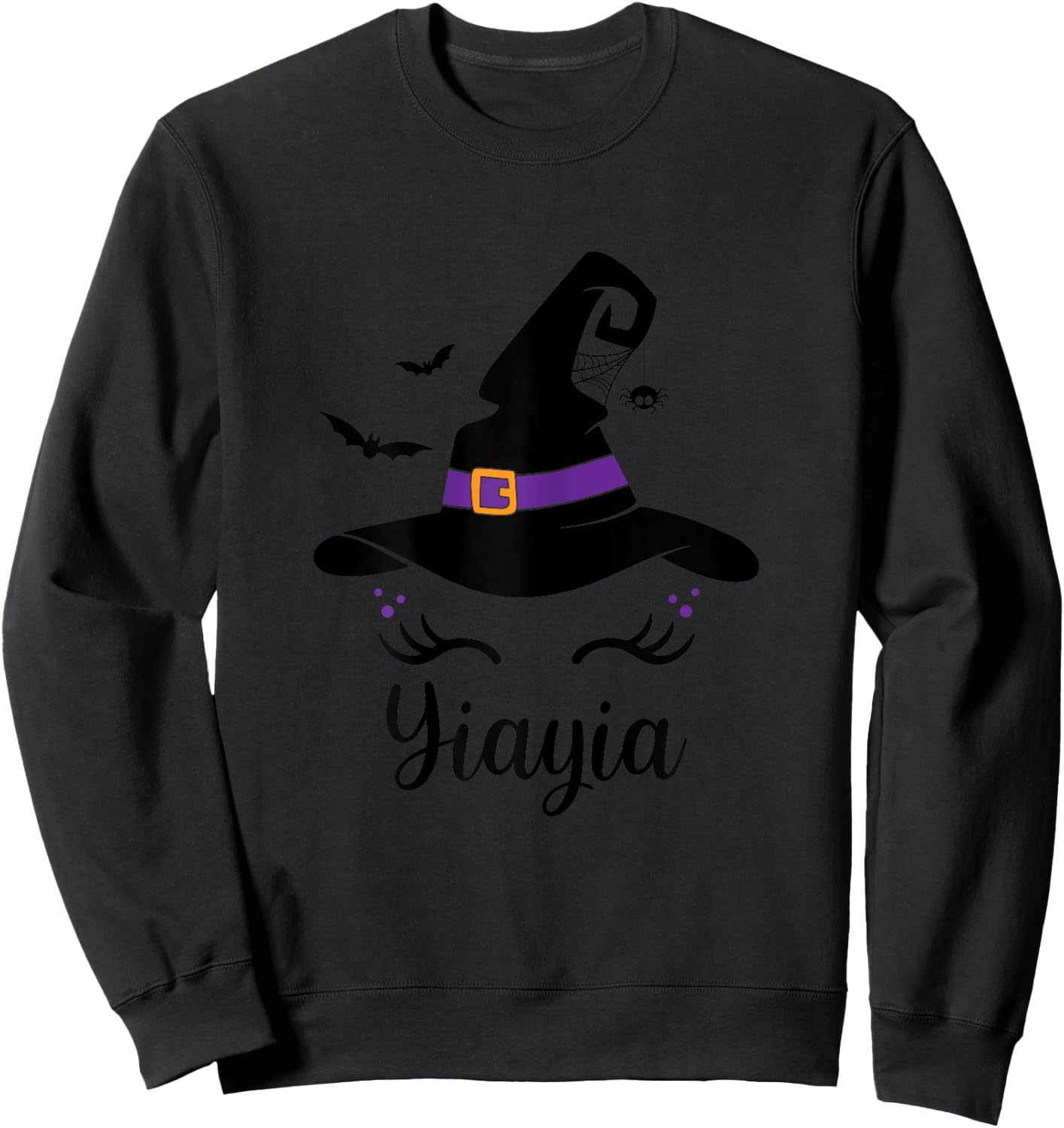 Unicorn Design With Halloween Witch Hat Yiayia Halloween Sweatshirt - Sweatshirt | Black