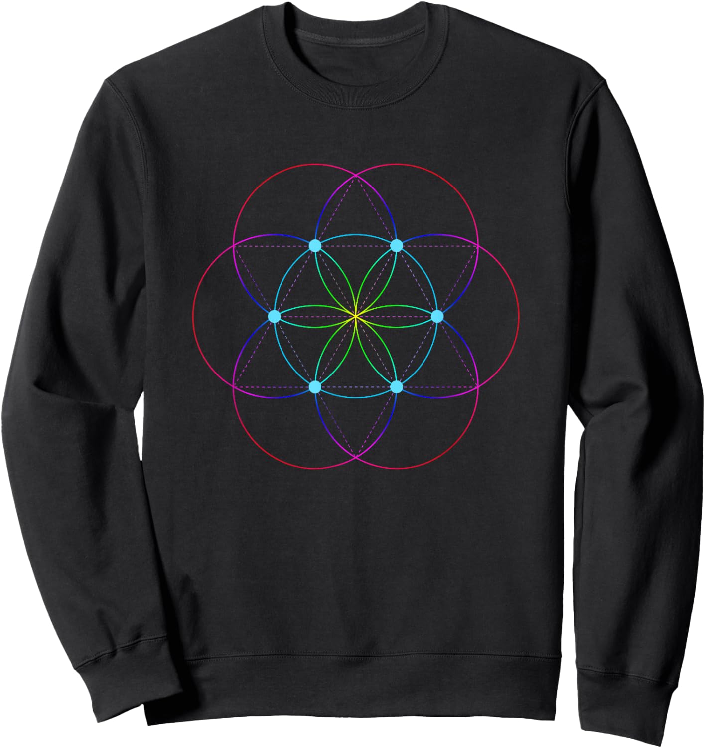 Rainbow Seed of Life Sacred Geometry Shirt Sweatshirt - Sweatshirt | Black