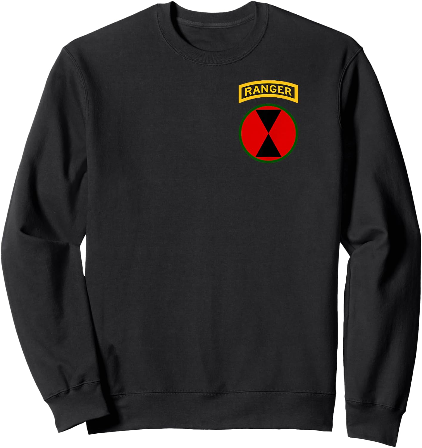 7th Infantry Division Patch with Ranger Tab - 7th ID Sweatshirt - Sweatshirt | Black
