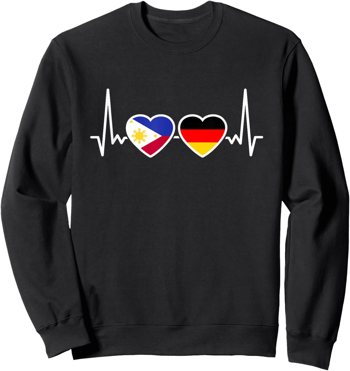 Philippines Germany Heartbeat Flag German Filipino , black Sweatshirt - Sweatshirt | Black