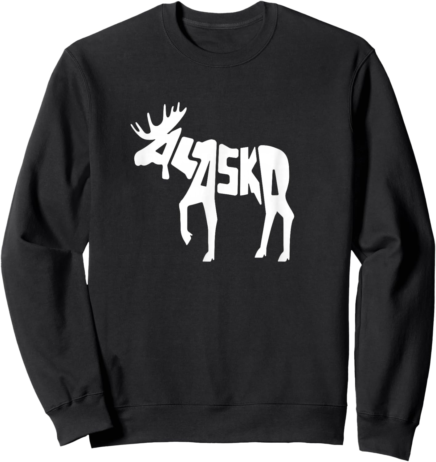 Alaska Moose Word Art - Funny Animal Sweatshirt - Sweatshirt | Black