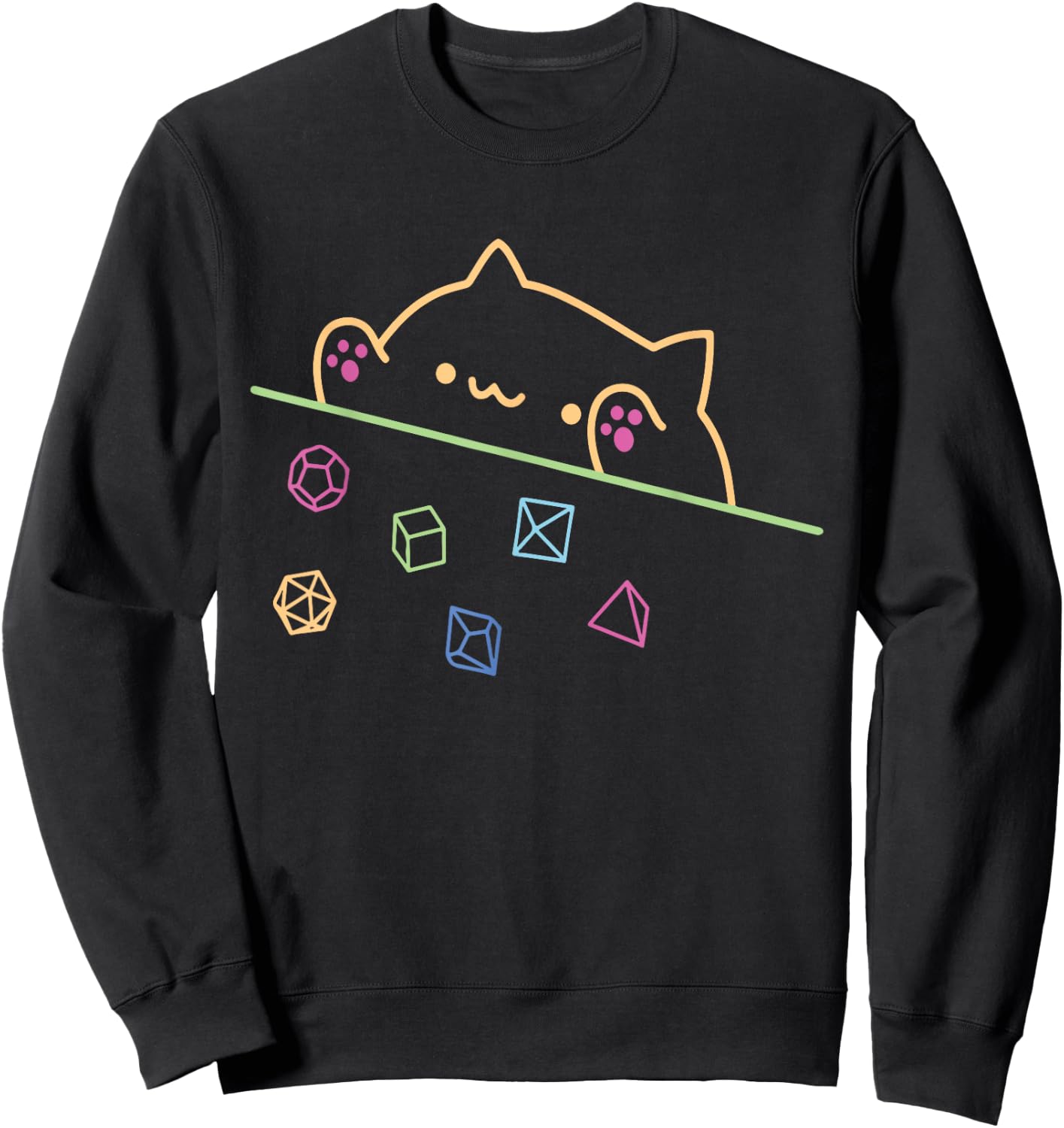 Neon Dice Cat Colorfull Paw Animal Cute Cat Funny Neon Men Women Girls Kids Sweatshirt - Sweatshirt | Black