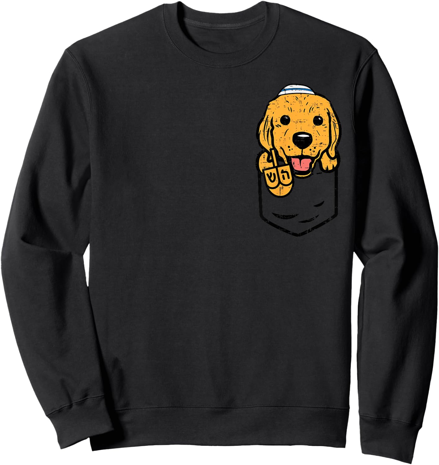 Pocket Golden Retriever Dog Hanukkah Pajamas Chanukah PJs Sweatshirt - Sweatshirt | Black