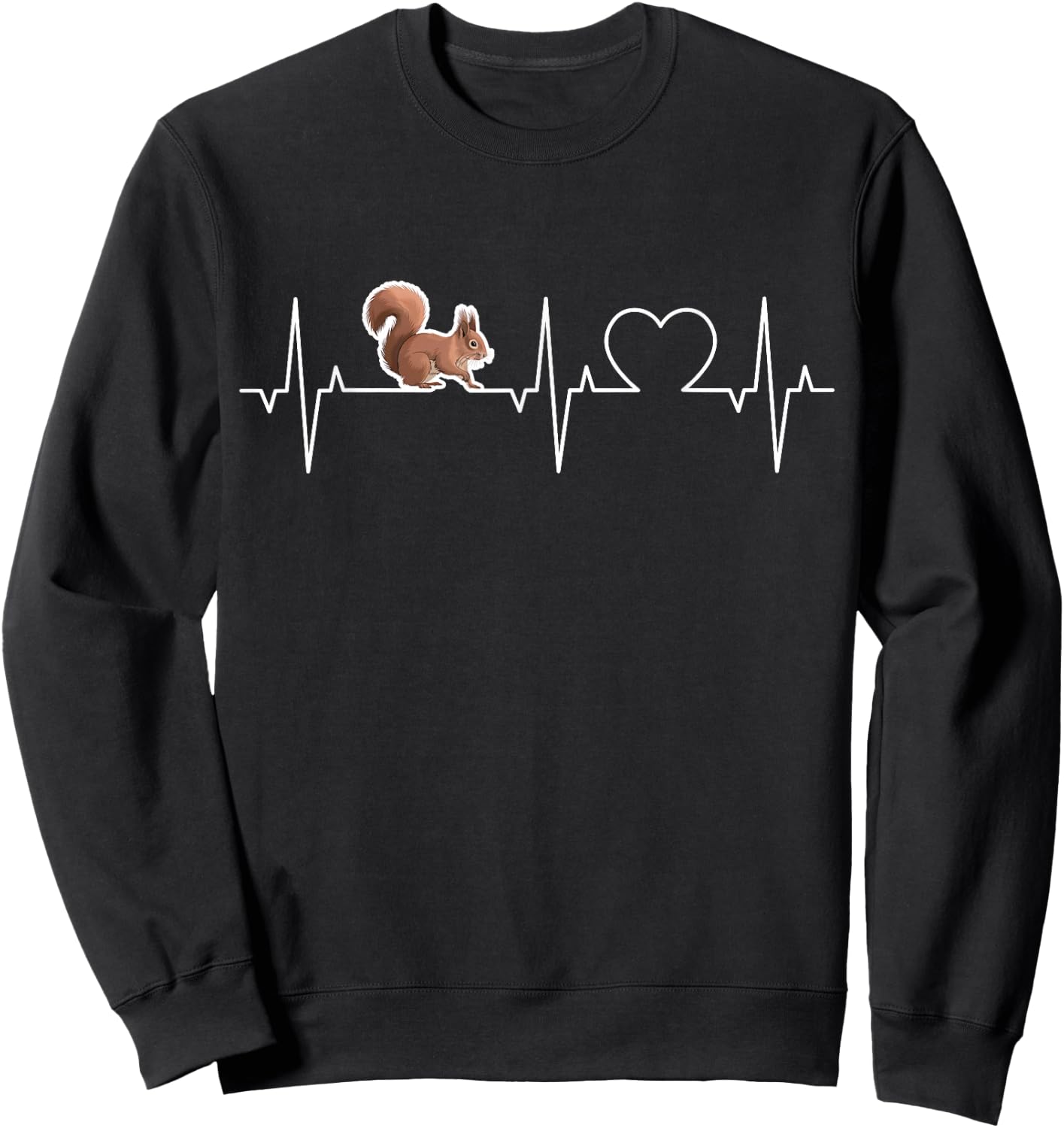Squirrel Heartbeat Squirrel EKG Heart Squirrel , black Sweatshirt - Sweatshirt | Black