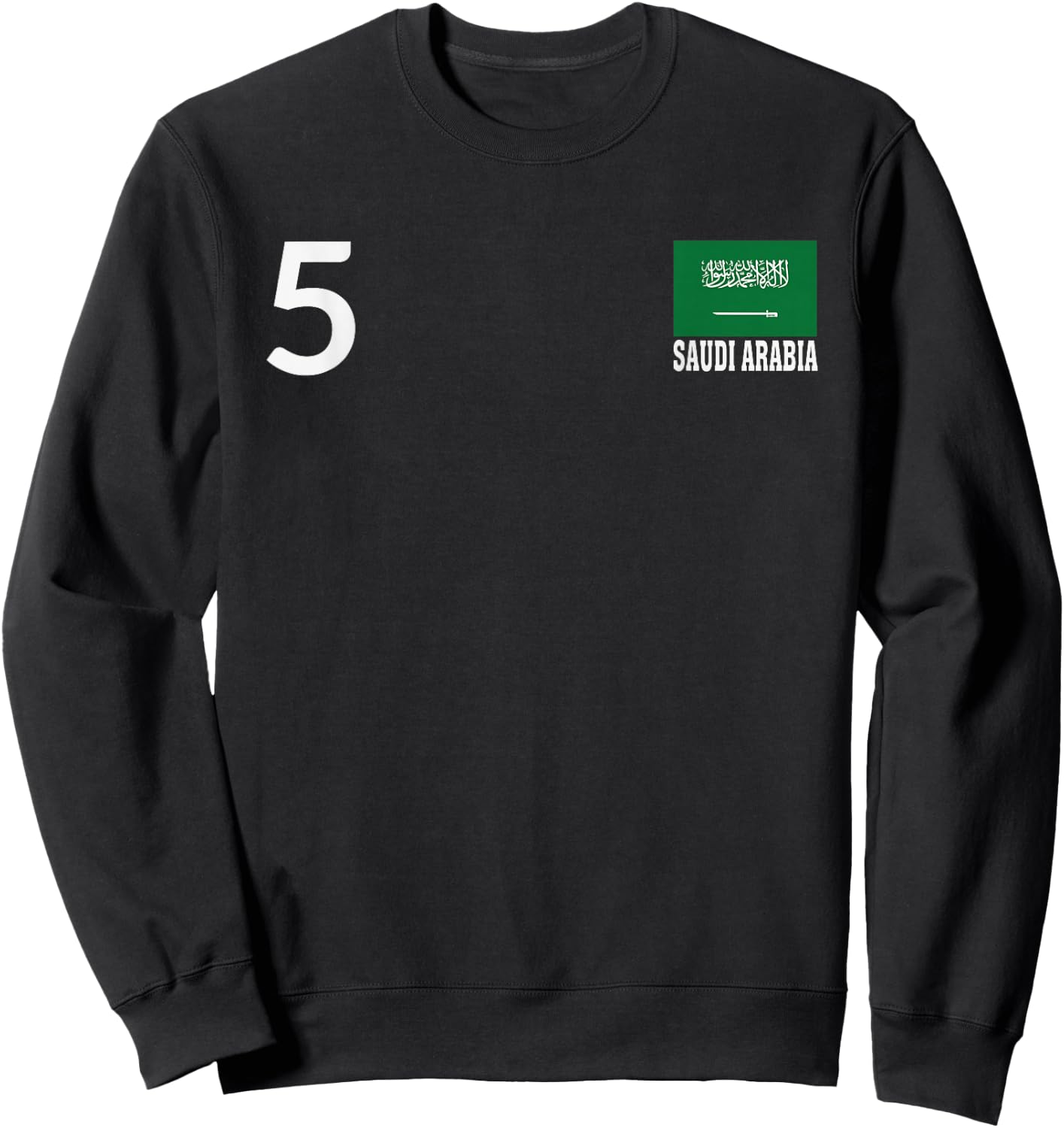 Saudi Arabia Number 5 National Flag Country Sweatshirt - Sweatshirt | Black
