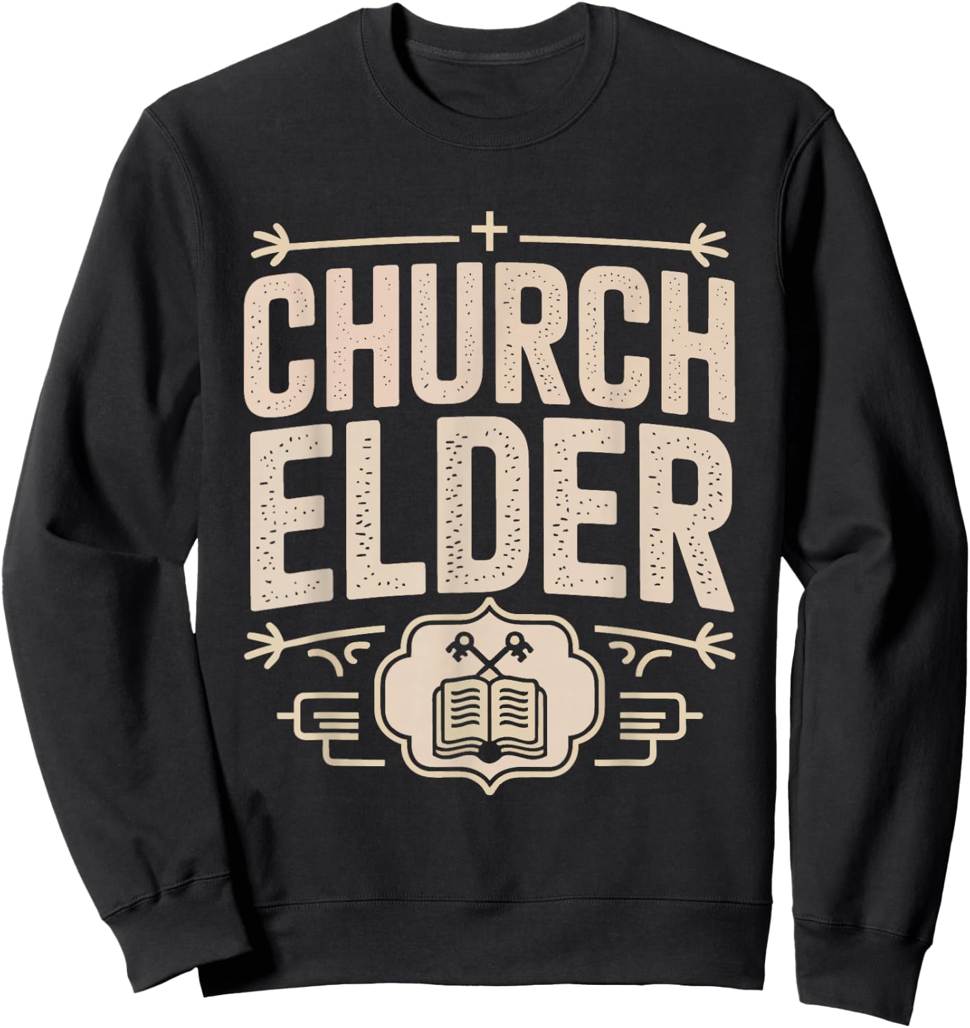 Deacon Church Elder Vintage Badge Cross Identity Christian Sweatshirt - Sweatshirt | Black
