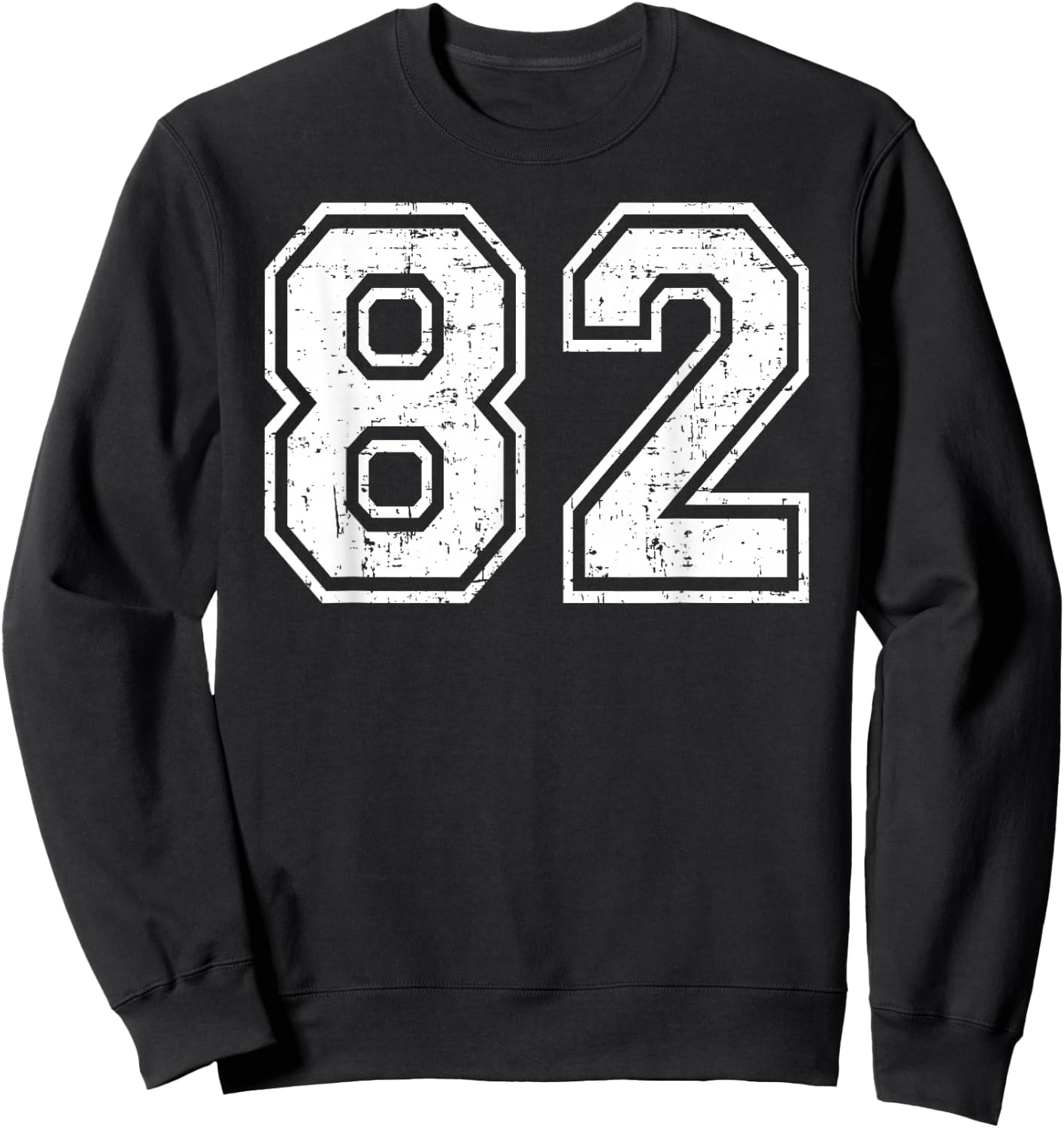 82 Number Eighty-Two Team Sports Grunge Varsity Matching Sweatshirt - Sweatshirt | Black