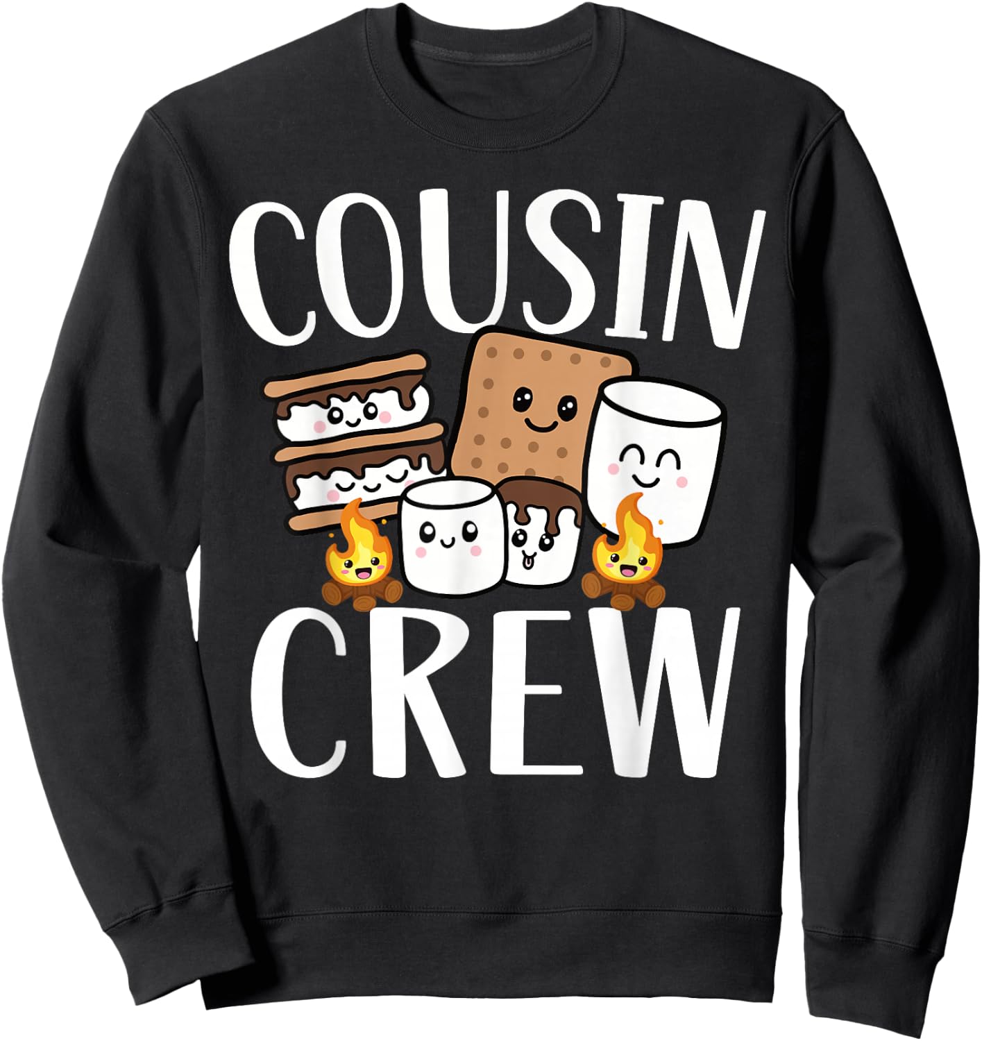 Cousin Crew 2024 Camping Trip Smore Campfire Group Squad Sweatshirt - Sweatshirt | Black