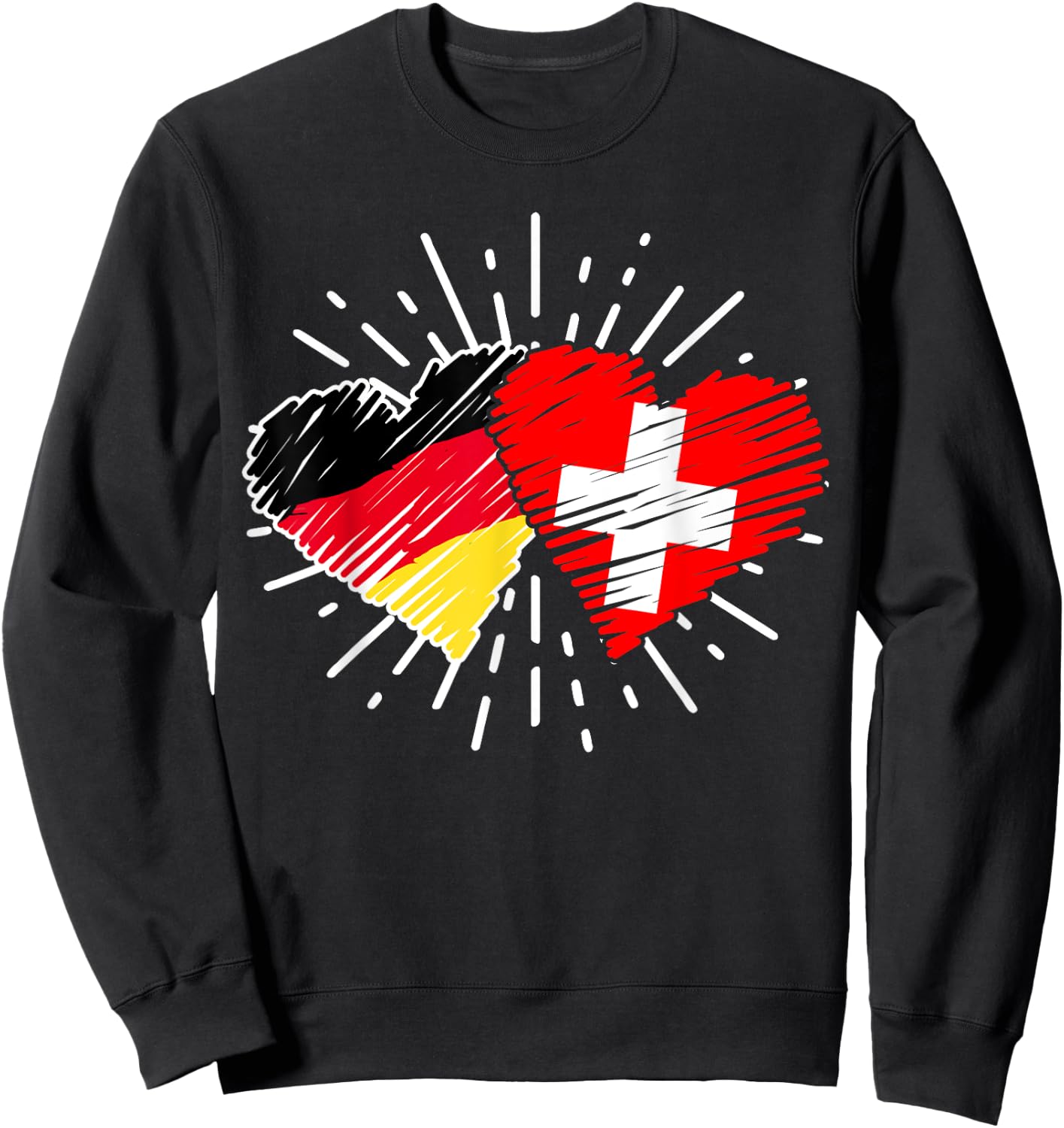 Deutschland Schweiz Freundschaft Herz Flagge Suisse Sweatshirt - Sweatshirt | Black