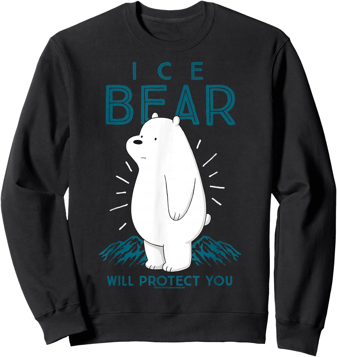 CN We Bare Bears Ice Bear Will Protect You Graphic Sweatshirt - Sweatshirt | Black
