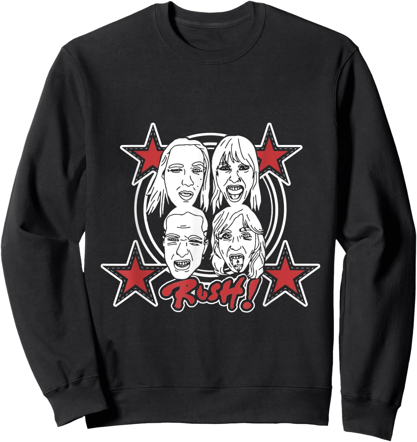 Måneskin RUSH! Faces & Red Starz , Black, S Sweatshirt - Sweatshirt | Black