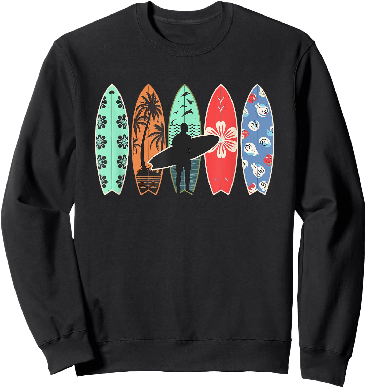 Surfboard Hawaii for Boys and Men , Black, S Sweatshirt - Sweatshirt | Black
