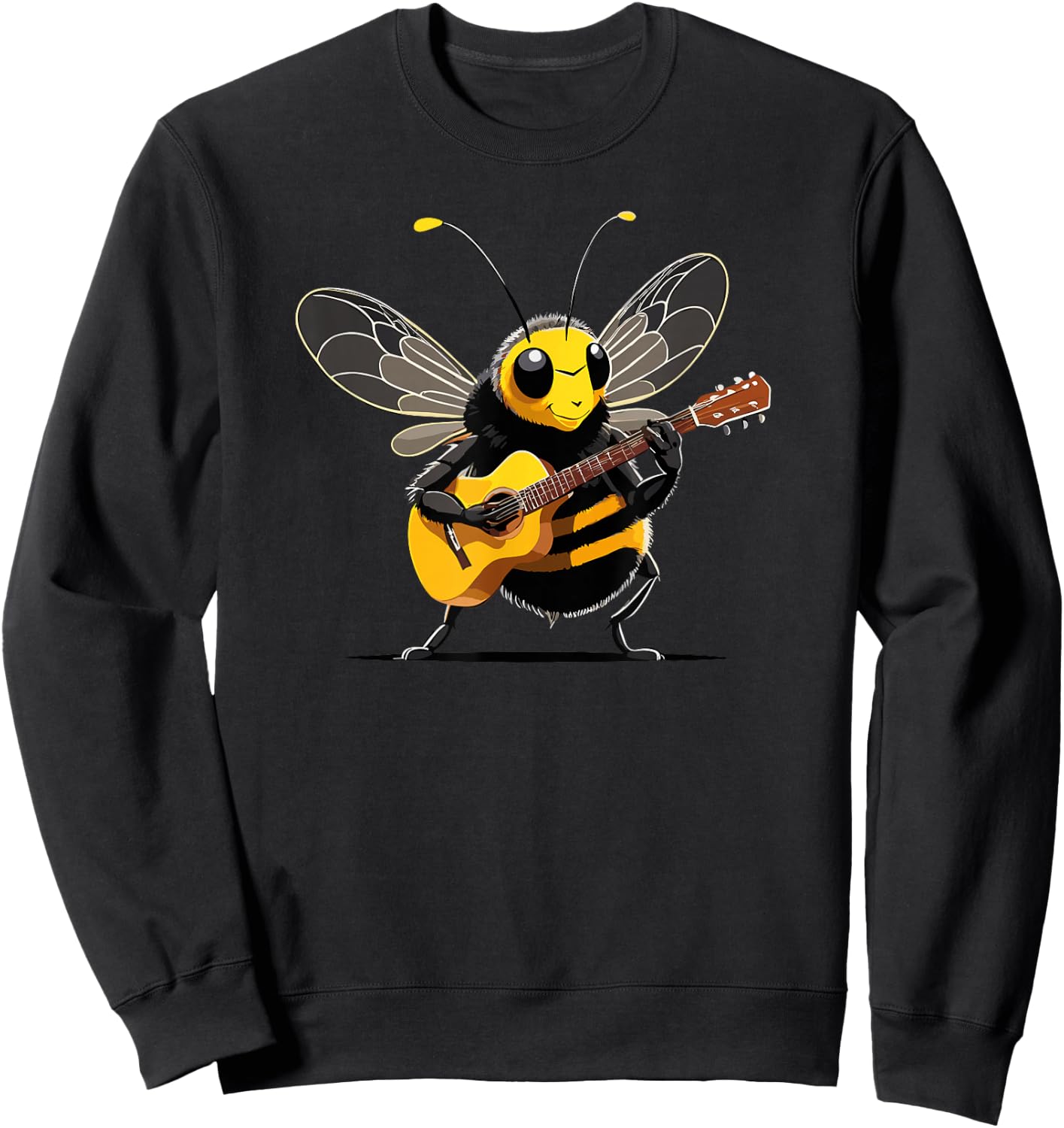 Bee playing Acoustic Guitar, Bee Guitarist Sweatshirt - Sweatshirt | Black