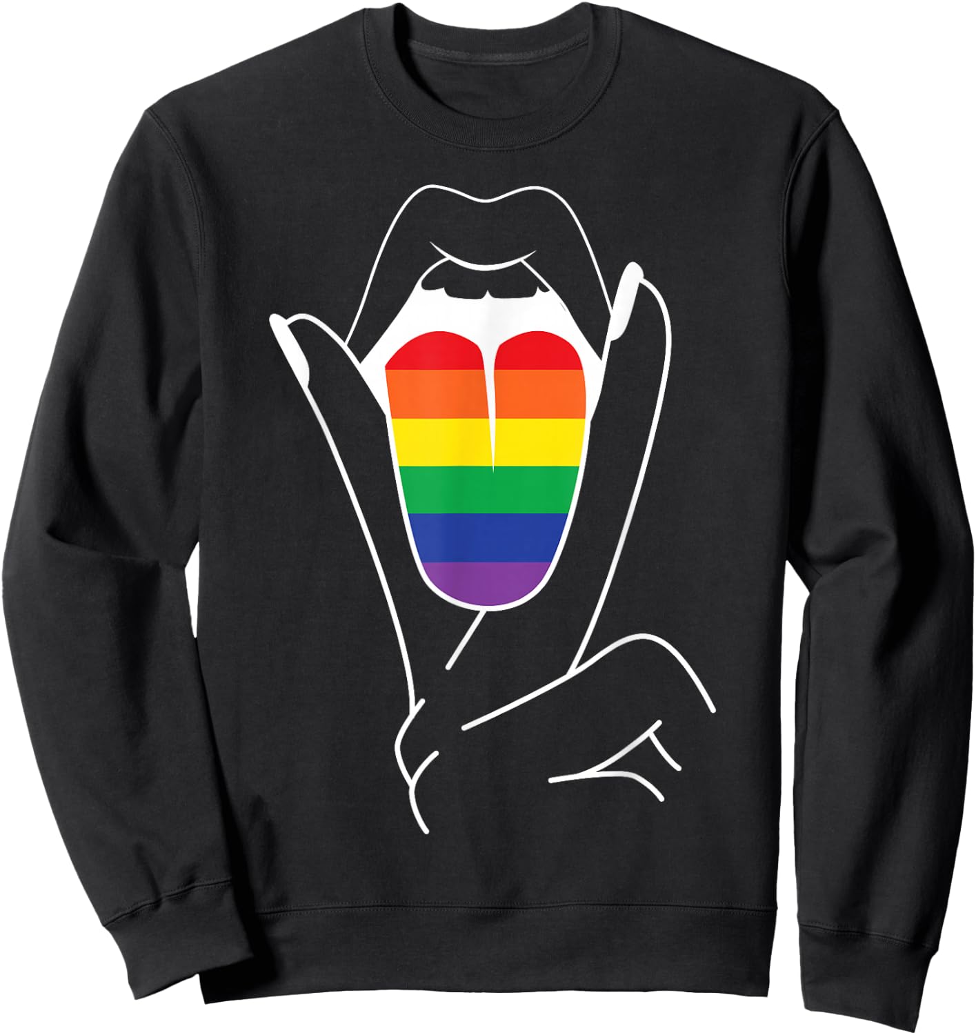 Rainbow Pride Tongue Adult Gay Party Lesbian Queer CSD LGBT Sweatshirt - Sweatshirt | Black