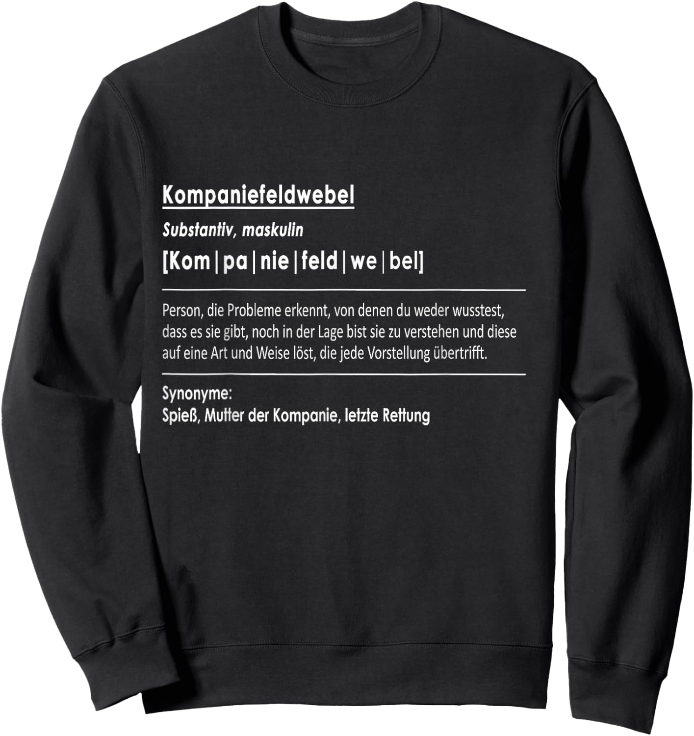 Kompaniefeldwebel Spieß Mutter Kompanie gelbe Kordel KpFw Sweatshirt - Sweatshirt | Black