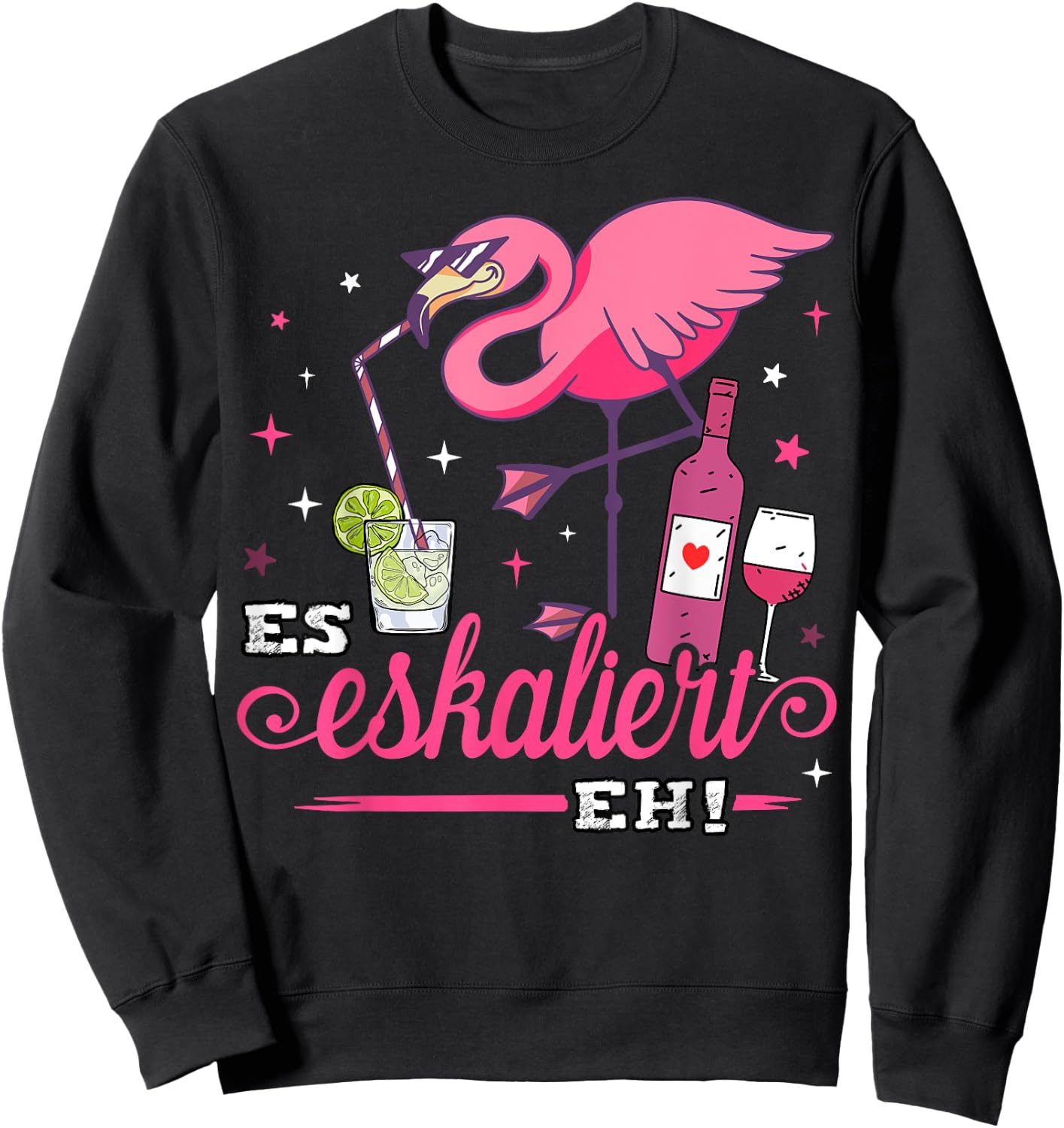 Es eskaliert eh Flamingo Kostüm Malle Party Outfit Frau JGA Sweatshirt - Sweatshirt | Black