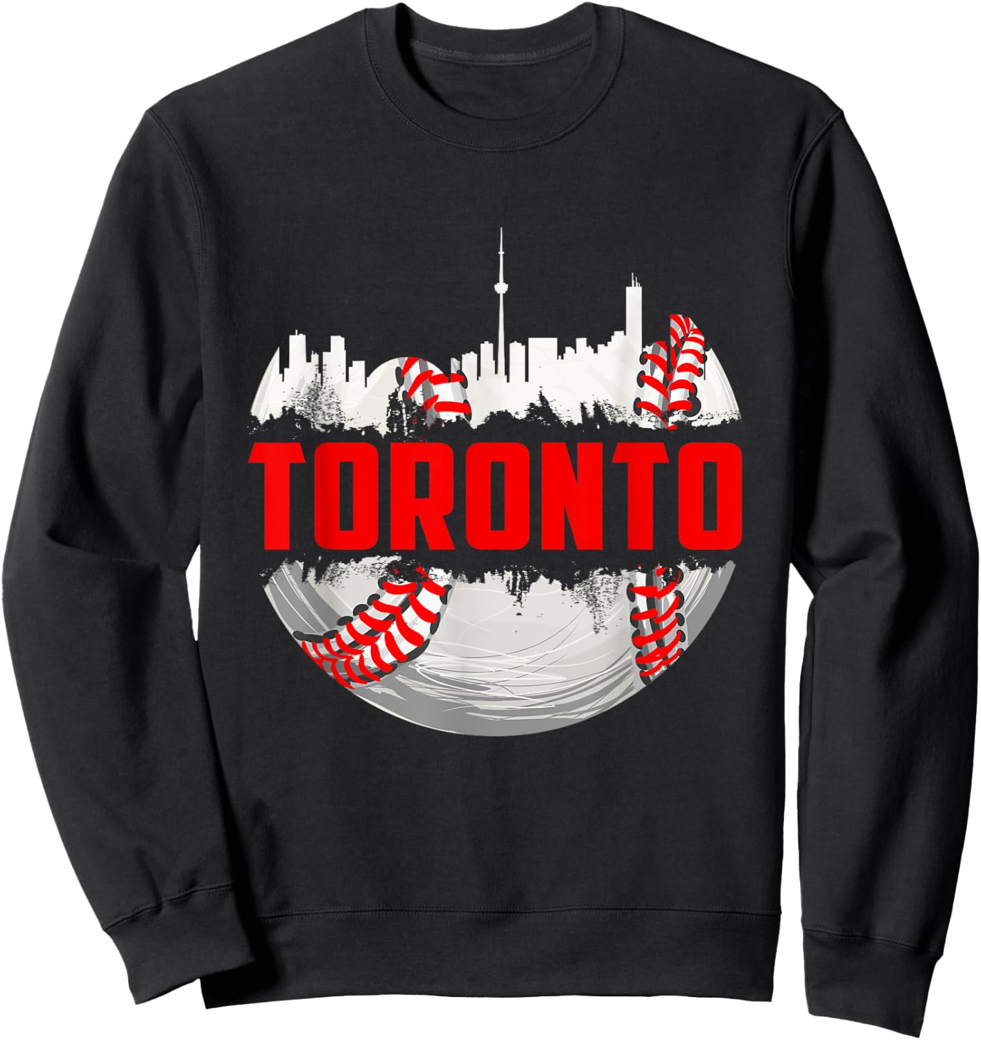 Toronto Cityscape Vintage Baseball Women Kids Sweatshirt - Sweatshirt | Black