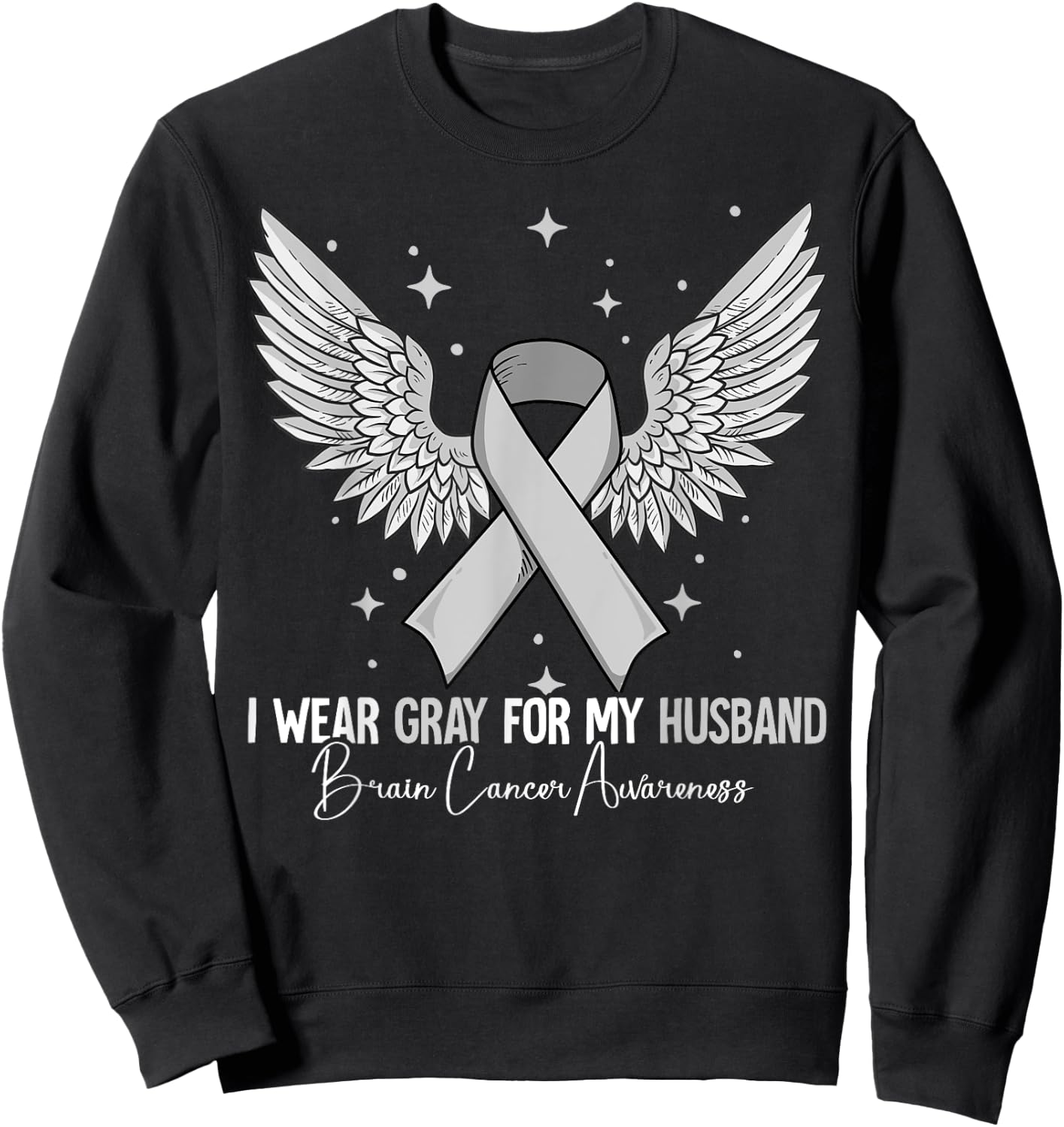 Husband Brain Cancer Awareness Sweatshirt - Sweatshirt | Black