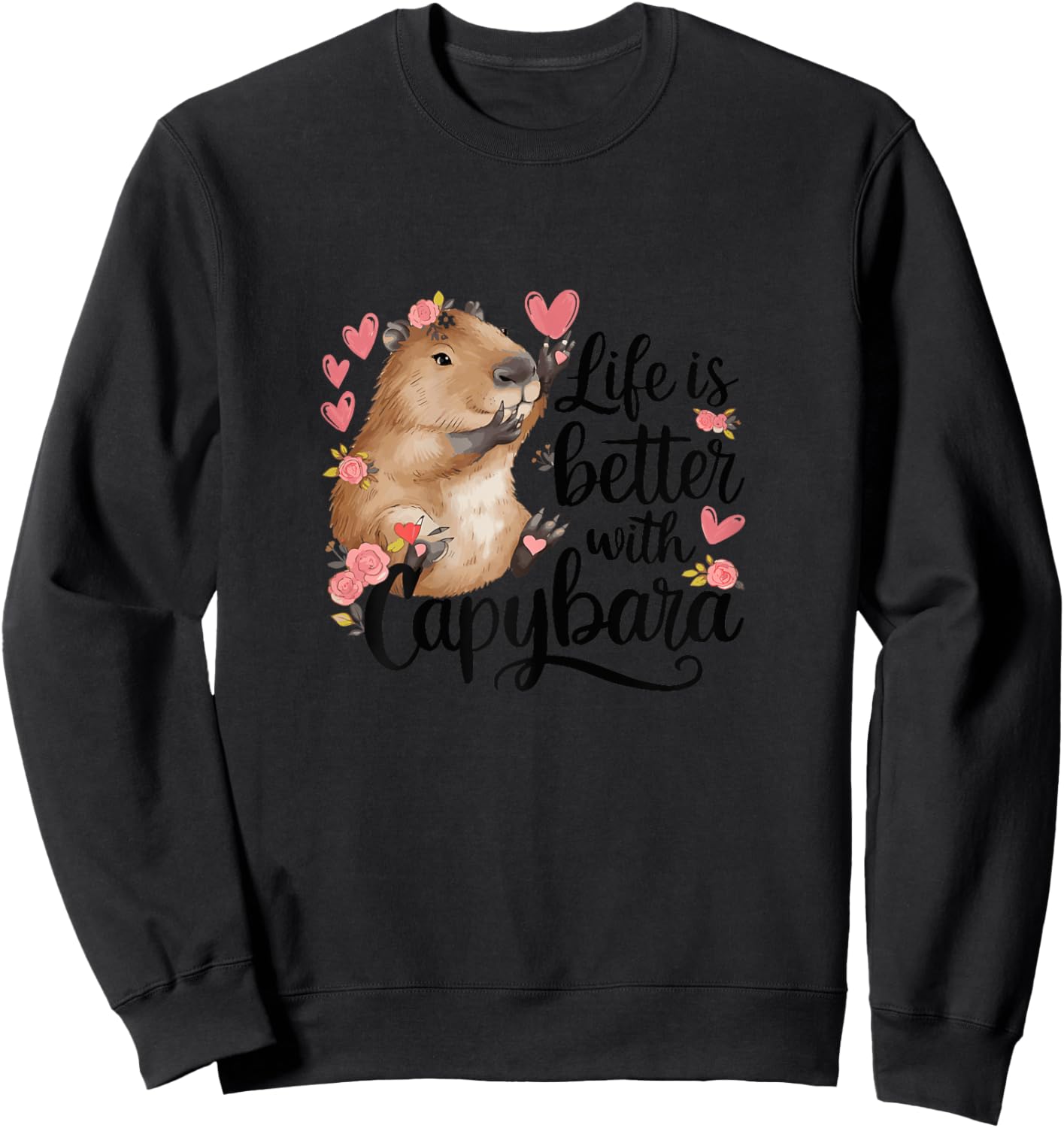 Cute Baby Capibara Rodent Animal Capybara for Kids Girls , White Sweatshirt - Sweatshirt | Black