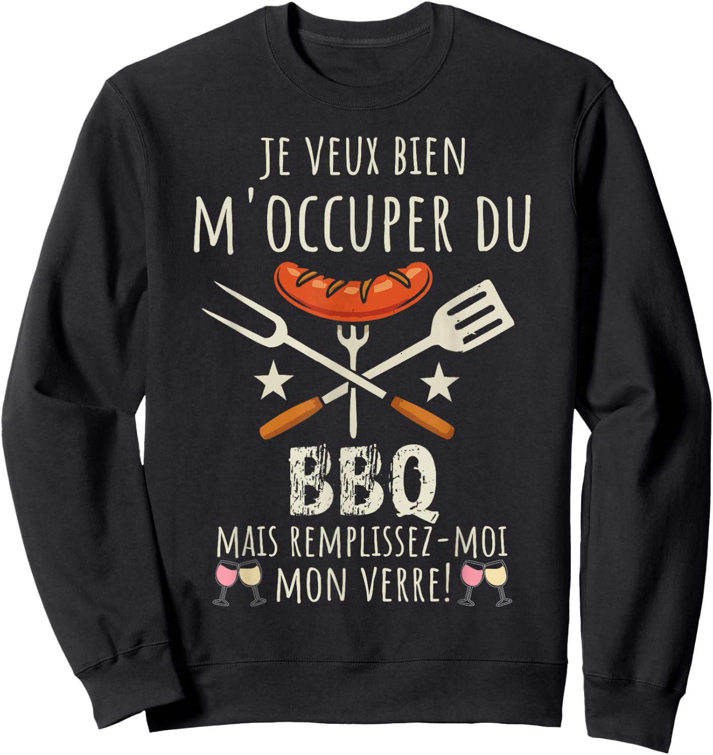 Humour BBQ Drôle Je M’occupe du Barbecue BBQ Humour Sweatshirt - Sweatshirt | Black