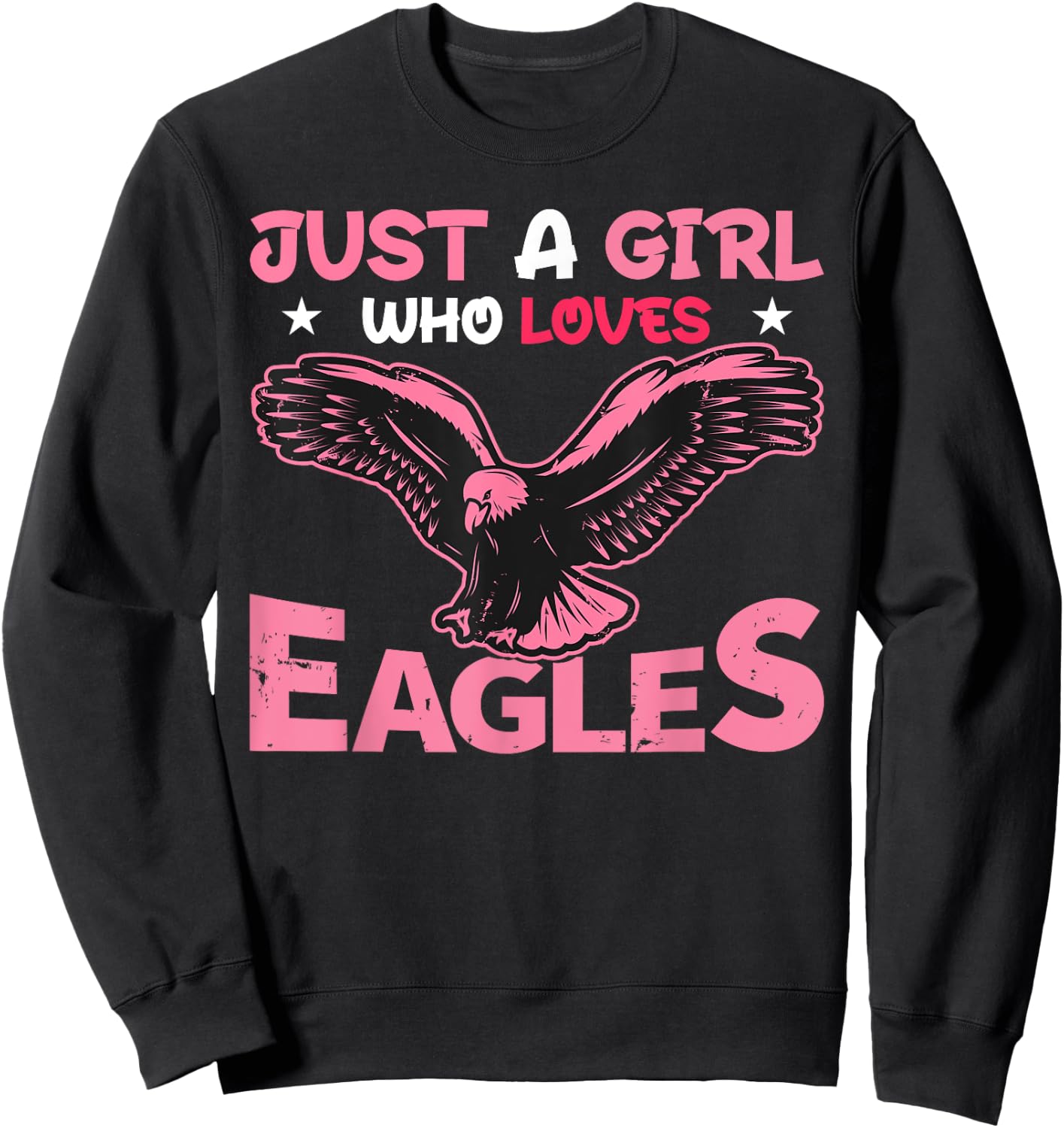 Women Just a Girl Who Loves Eagles Girls Bald Eagle Lover Sweatshirt - Sweatshirt | Black