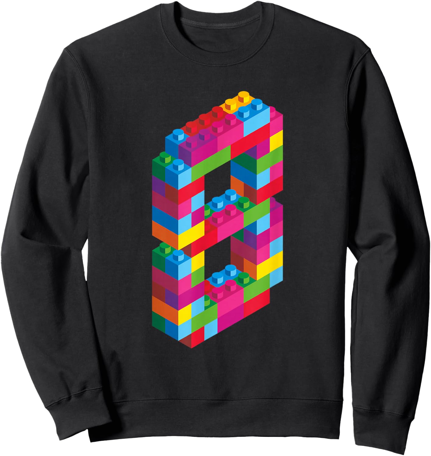 Children's 8 Years Old Building Blocks Birthday Bricks 8 , black Sweatshirt - Sweatshirt | Black