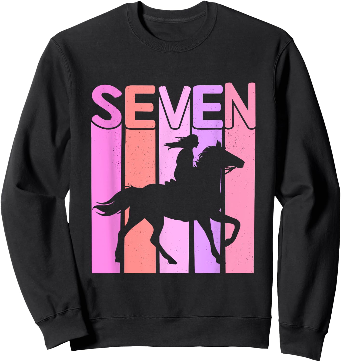 Horse Girl 7th Birthday Horseback Riding 7 Year Old Sweatshirt - Sweatshirt | Black