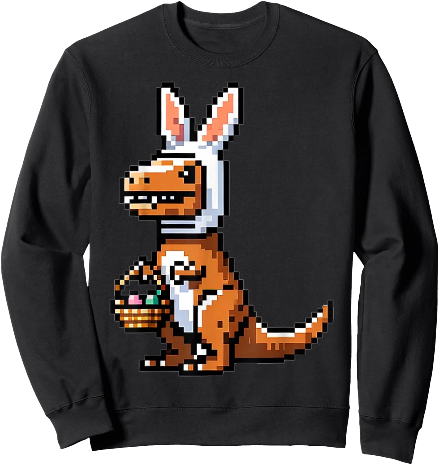 Verpixelter Dino Osterhase T-Rex Frohe Ostern Videospieler Sweatshirt - Sweatshirt | Black