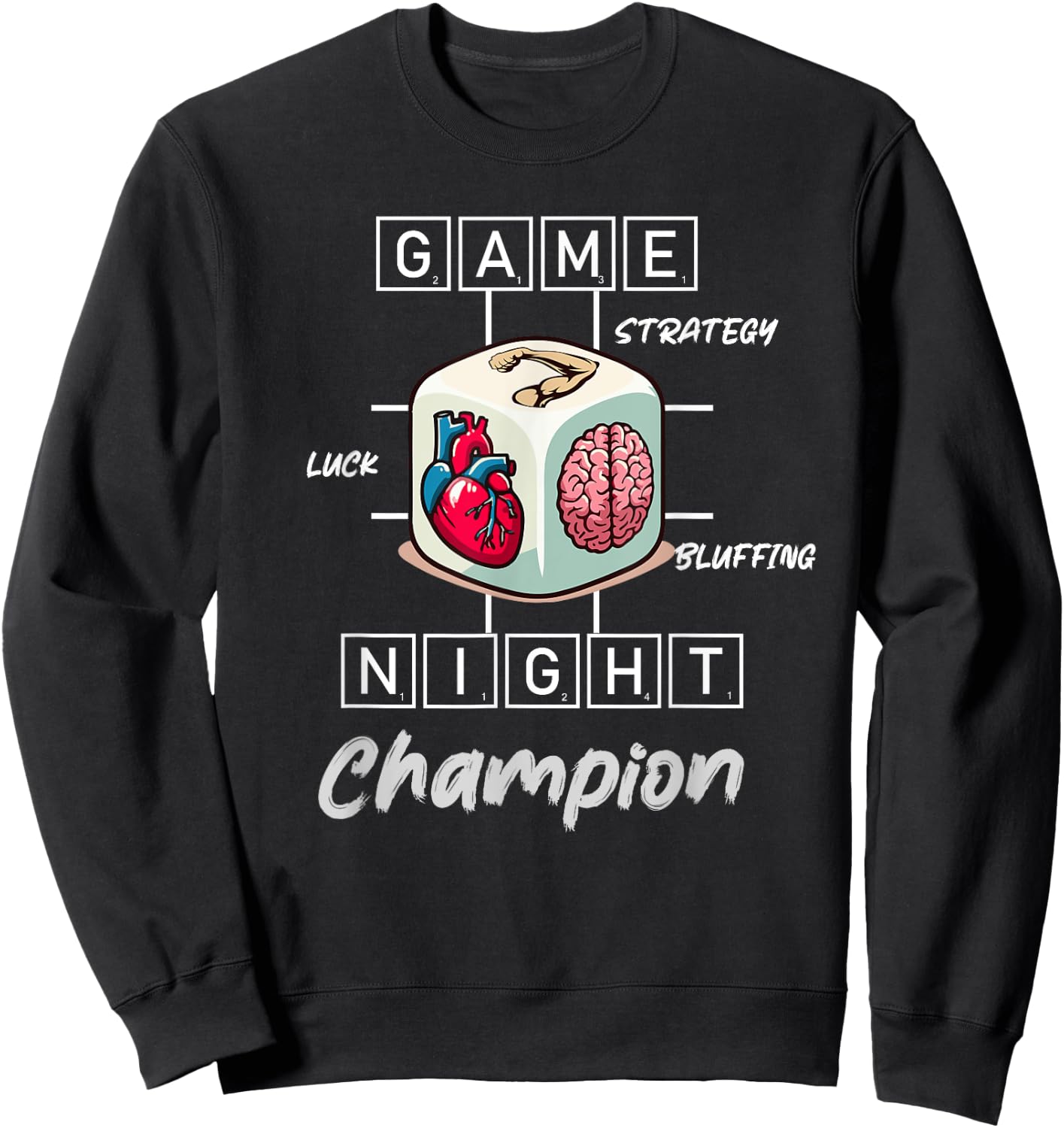 Game Night Champion Dice Design | Board Game Enthusiast. Sweatshirt - Sweatshirt | Black