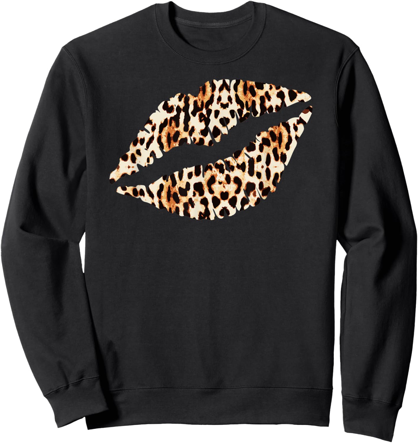 Cool Lips Kiss Me Leopard Cheetah Print Sweatshirt - Sweatshirt | Black