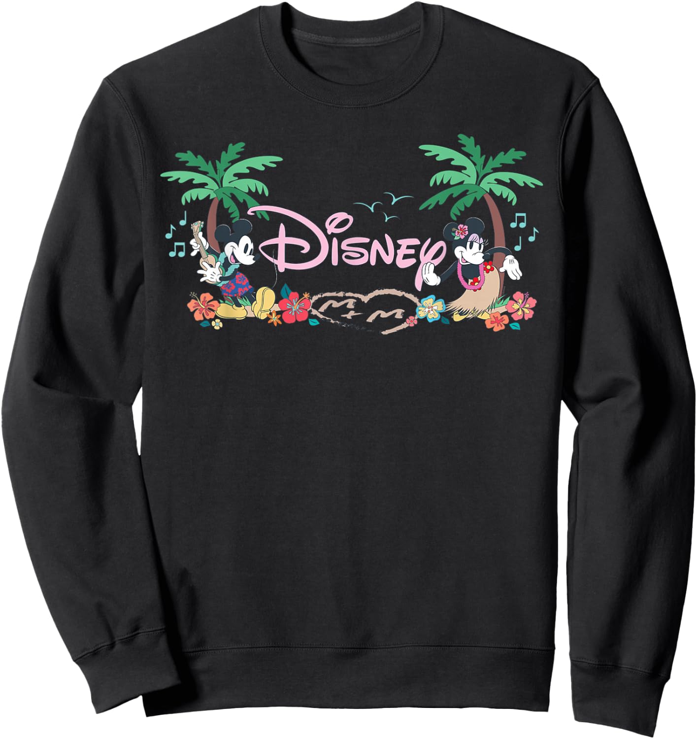 Disney Mickey & Minnie Tropical Island Vacation Script Logo Sweatshirt - Sweatshirt | Black
