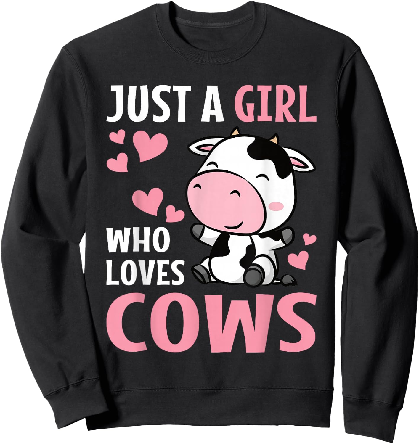 Just A Girl Who Loves Cows Cute Cowgirl Cow Lover Kids Sweatshirt - Sweatshirt | Black
