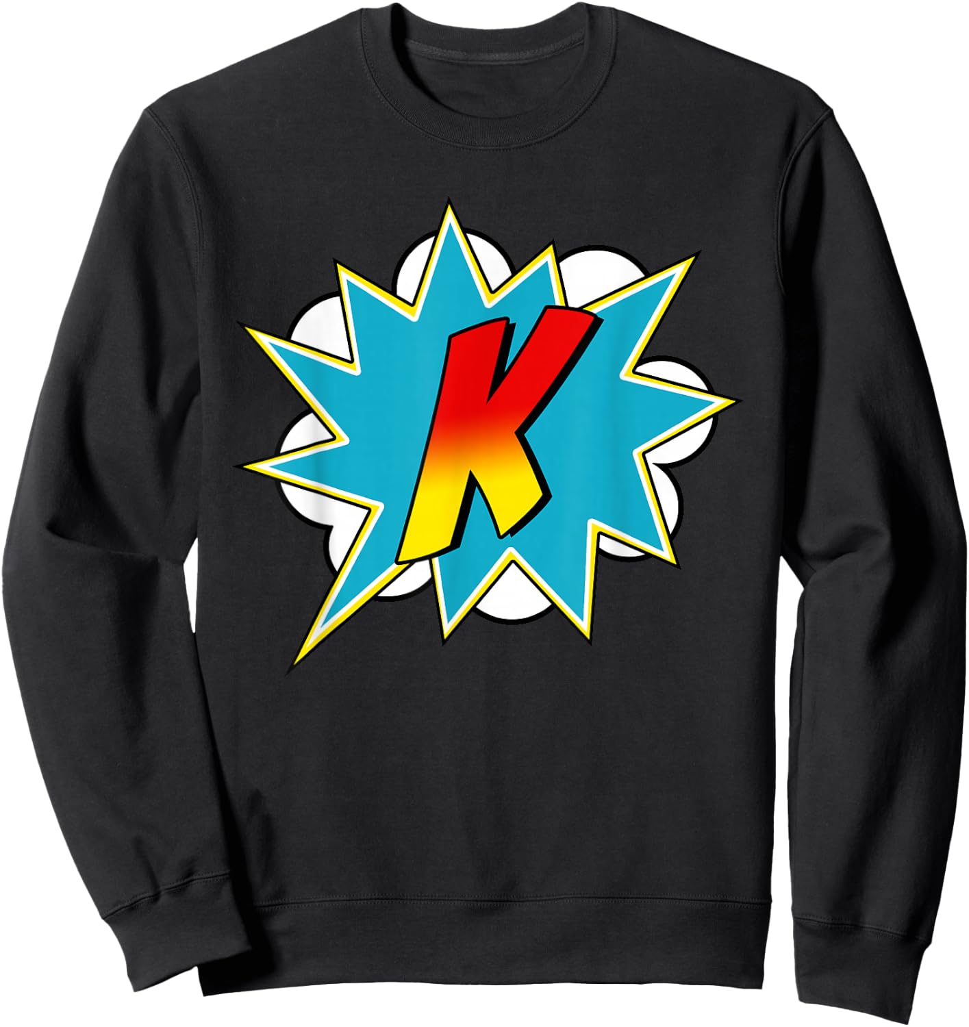 Letter K Superhero Name Comic Letter Retro Costume Sweatshirt - Sweatshirt | Black