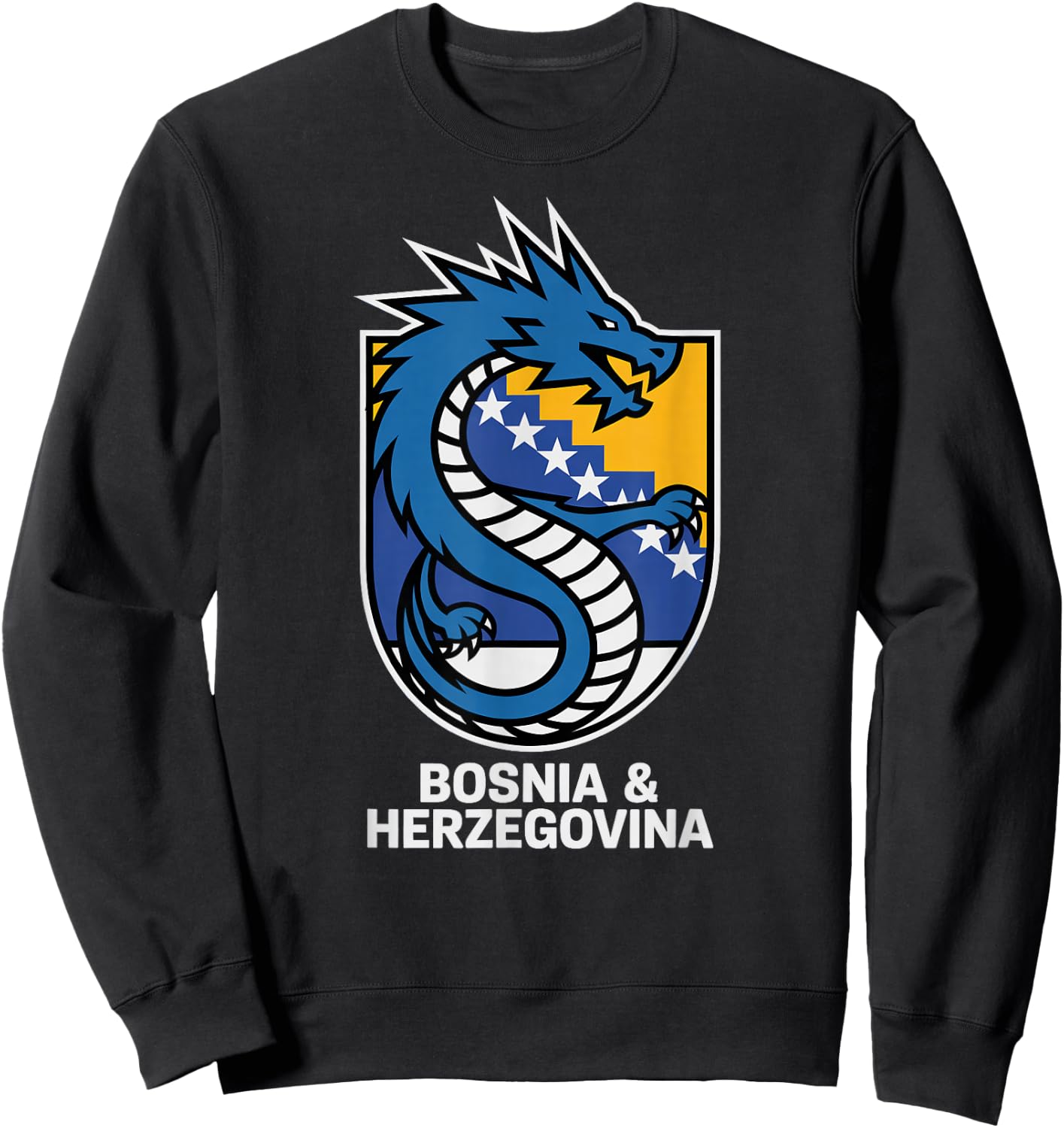 Proud Dragon Bosnia Herzegovina Country Favorite Cheer Flag Sweatshirt - Sweatshirt | Black