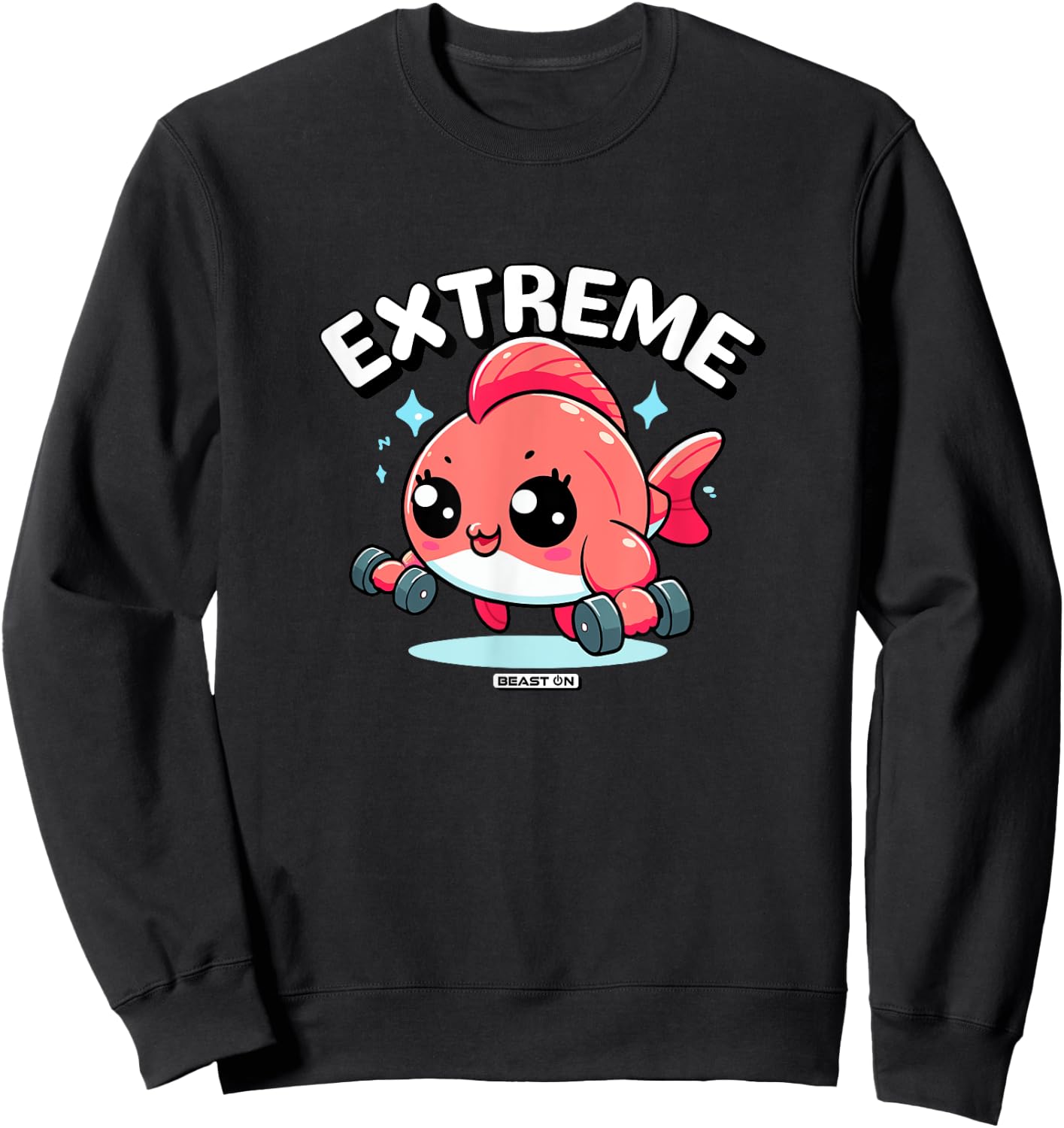 Extreme Fish Funny Workout Fitness Cute Women , Black, S Sweatshirt - Sweatshirt | Black