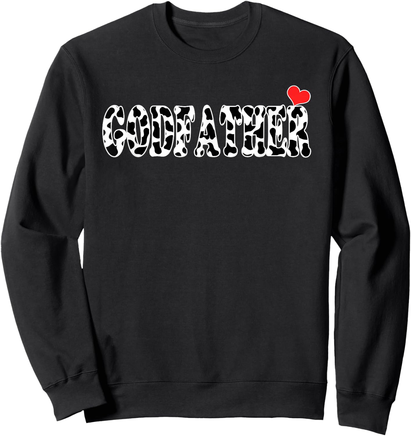 Black White Godfather Cow Print Cowboy Animal Pattern Sweatshirt - Sweatshirt | Black