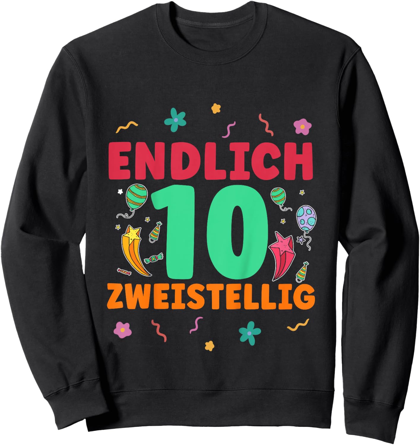 Children's 10th Birthday Finally Two-Digit Boy Girl 10 Years , black, 80 Sweatshirt - Sweatshirt | Black
