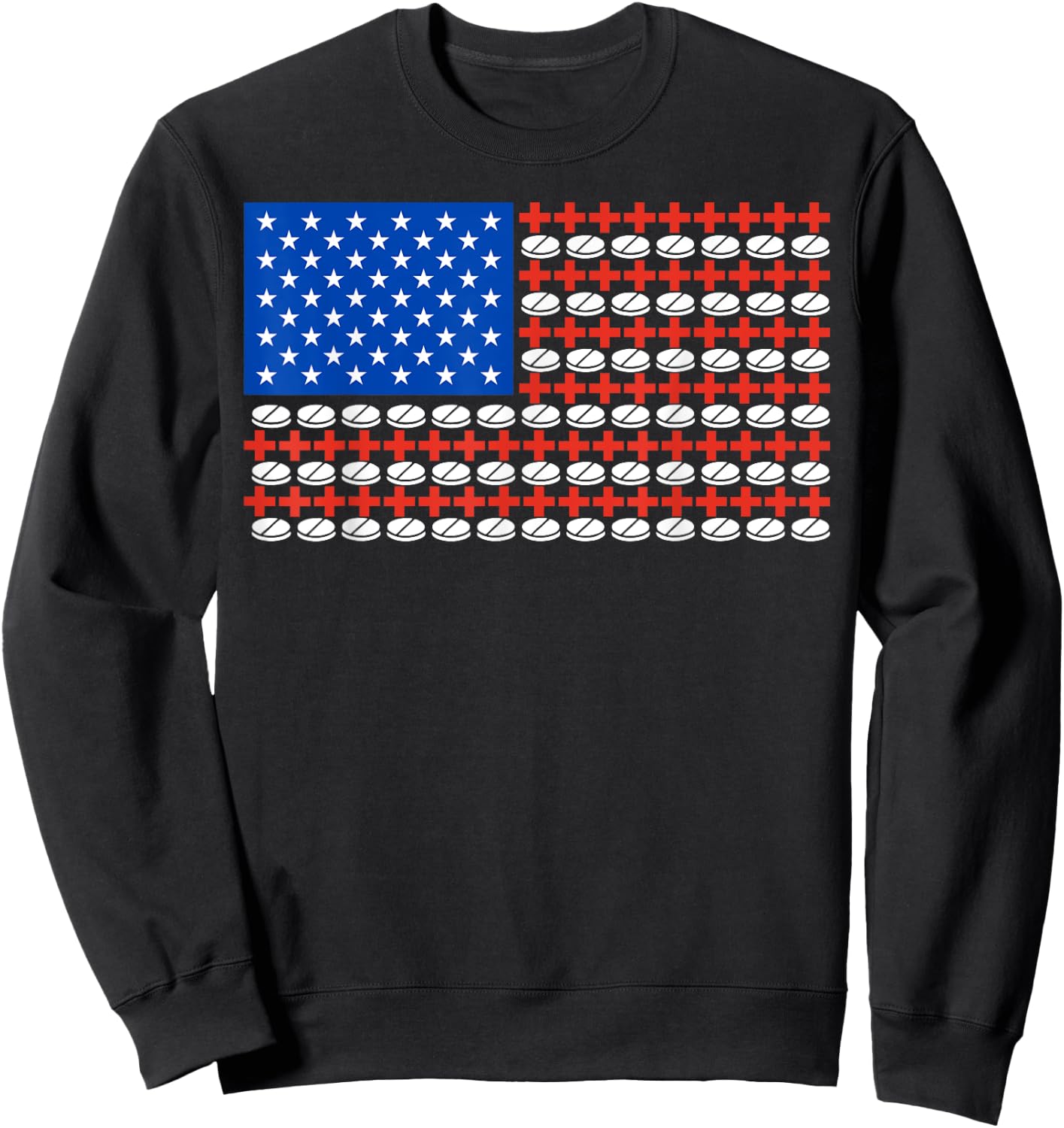 Medical Nursing Doctor US Flag 4th Of July Pharmacy Tech Sweatshirt - Sweatshirt | Black