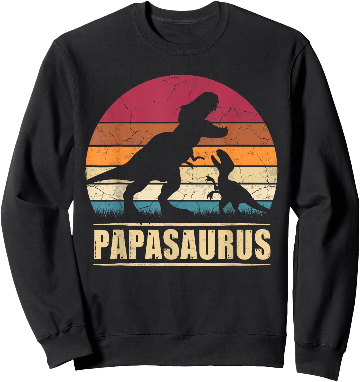 Vatertag Papasaurus Vintage T-Rex Dinosaur Papa Father's Day Sweatshirt - Sweatshirt | Black