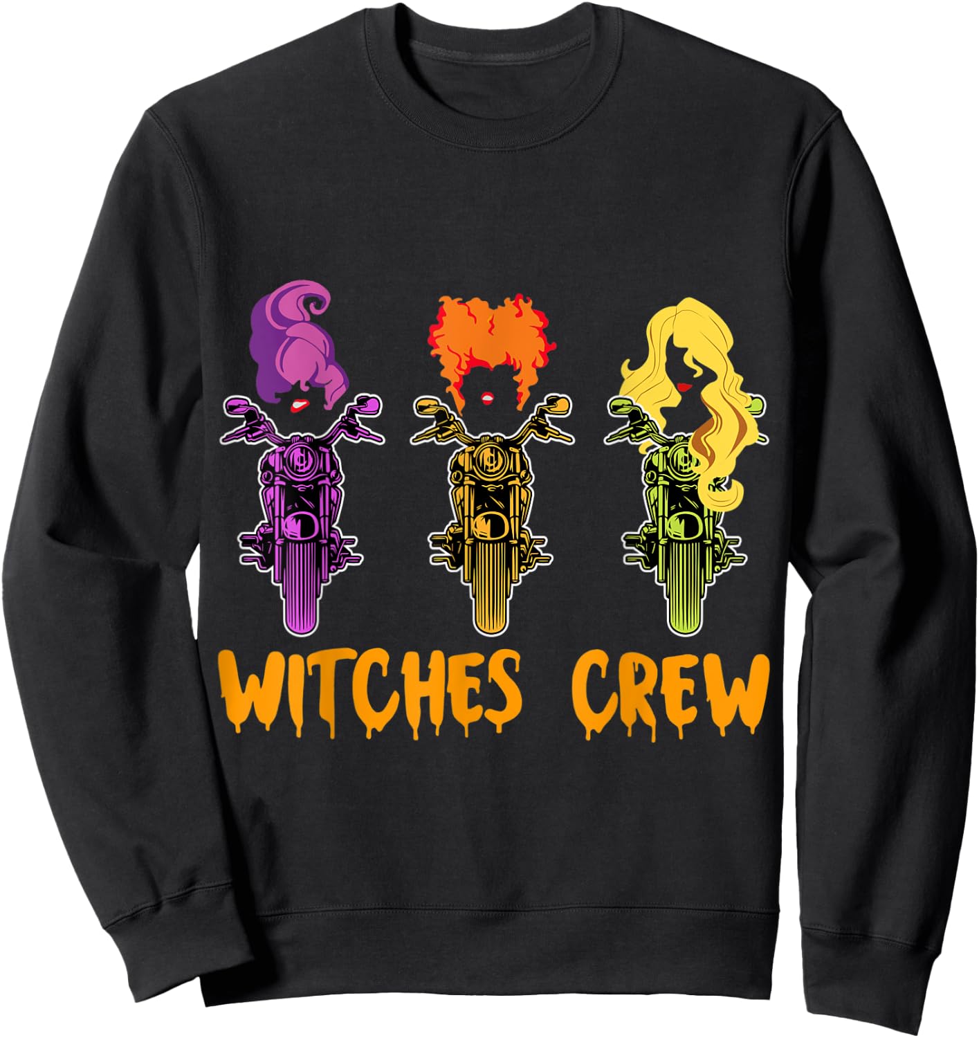 Witches Crew With Chopper Motorcycle for Halloween Sweatshirt - Sweatshirt | Black