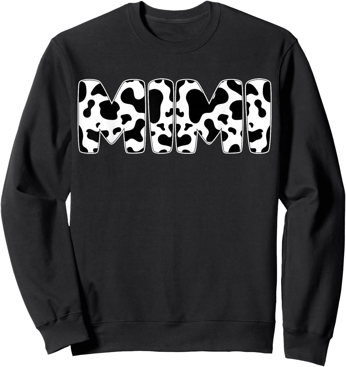 Mimi Cow Print Cow Pattern Mother's Day Sweatshirt - Sweatshirt | Black