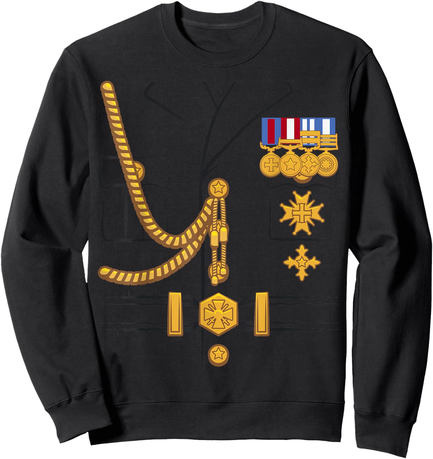 Military Dictator General Officer Uniform Halloween Costume , gray Sweatshirt - Sweatshirt | Black