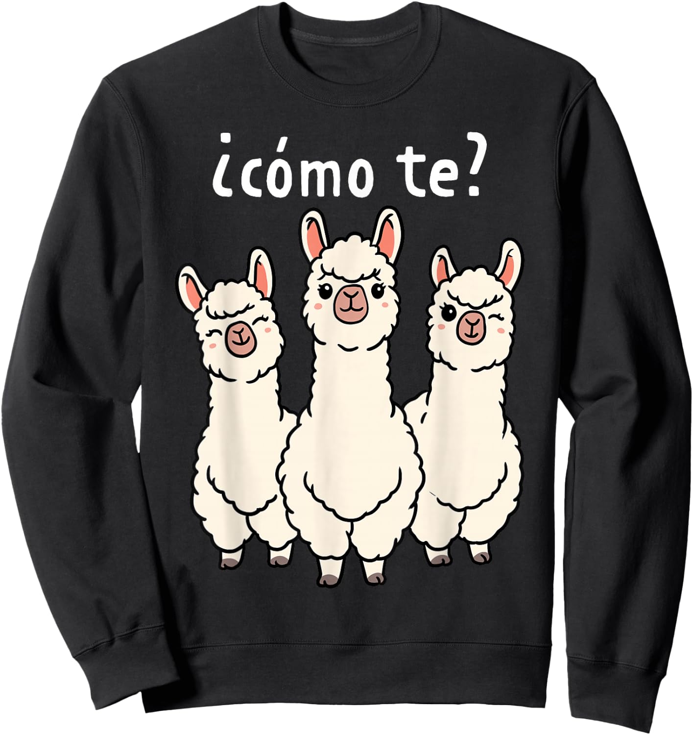 Como Te Llamas Shirt Funny Llama Spanish Teacher Joke Sweatshirt - Sweatshirt | Black