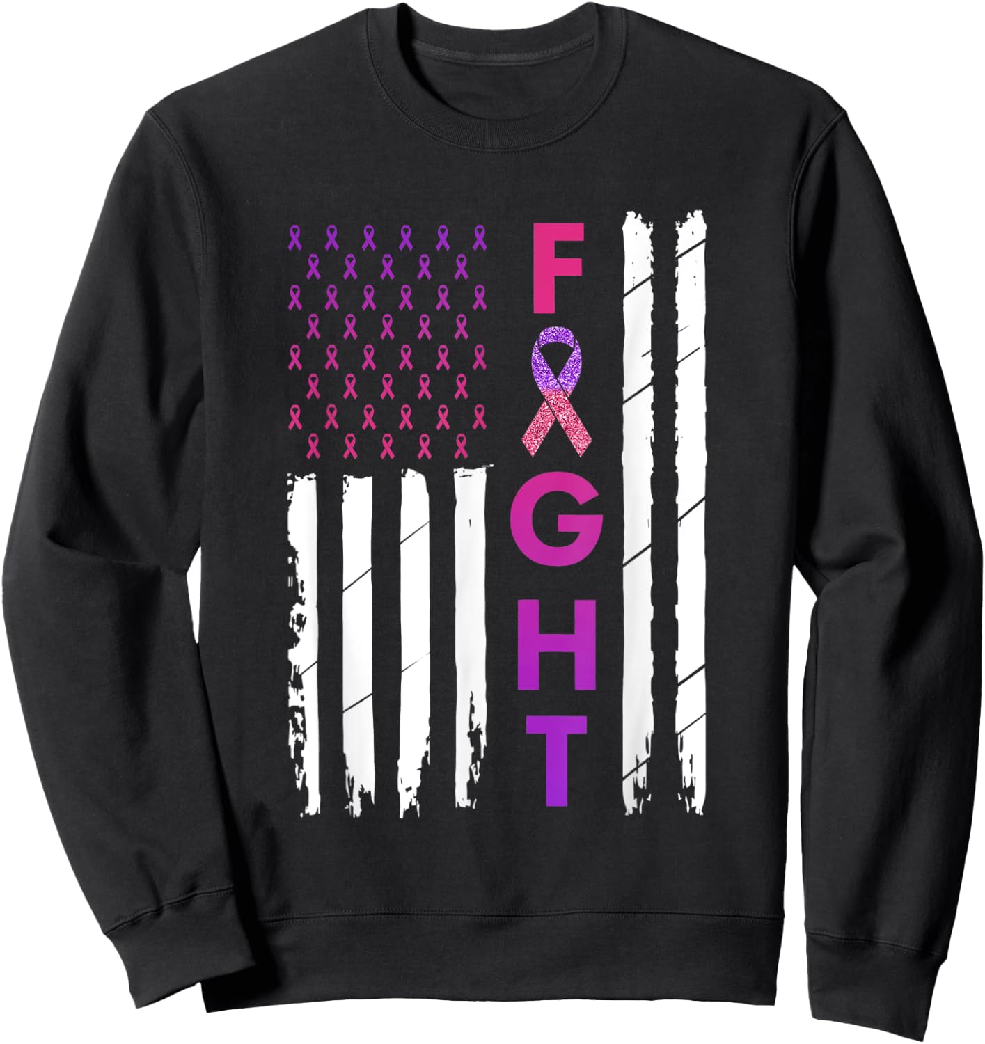 Breast Cancer & Domestic Violence Awareness Fight Survivor Sweatshirt - Sweatshirt | Black