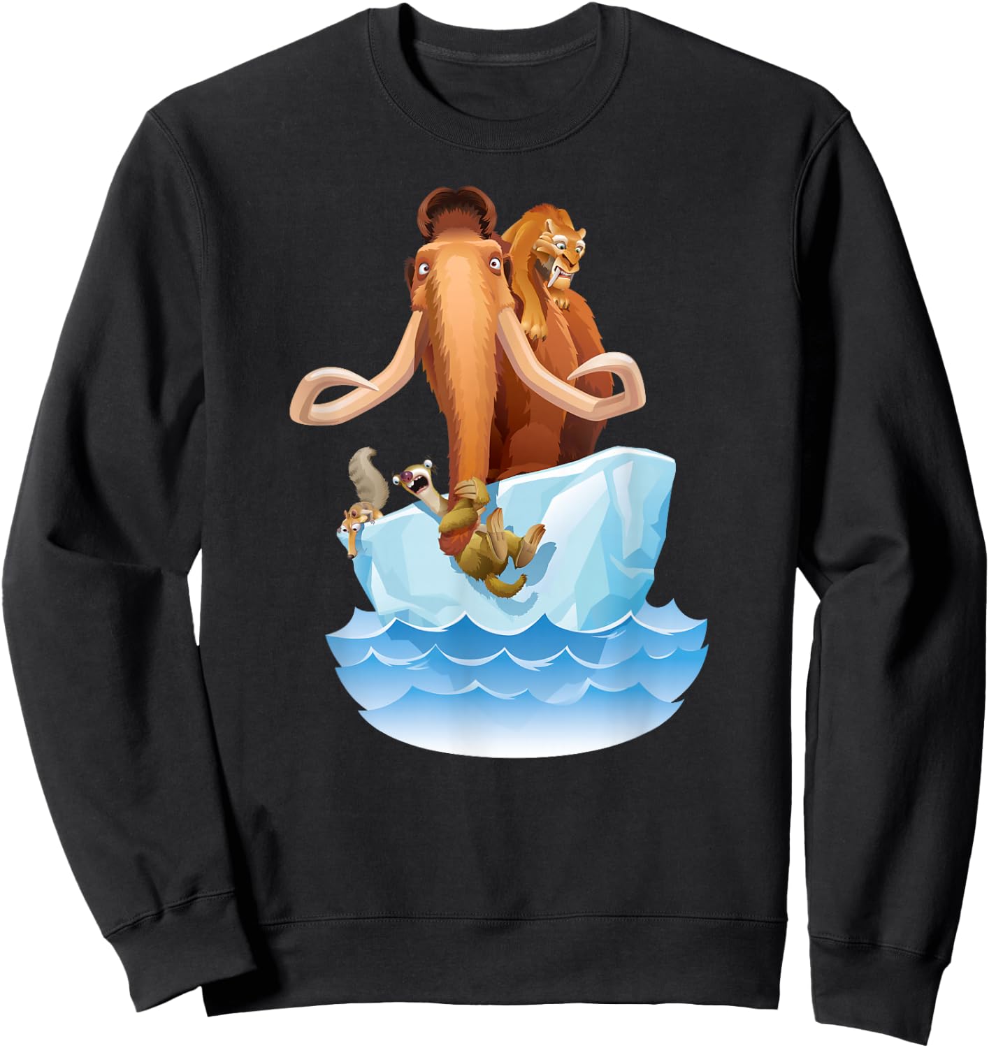 Ice Age Manfred Diego Sid and Scrat on Iceberg Sweatshirt - Sweatshirt | Black