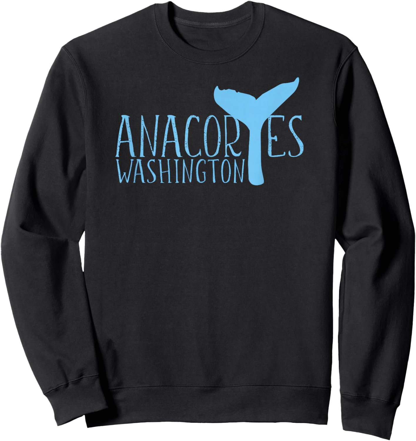 Anacortes Washington Whale Tail Whale Watching Souvenir Sweatshirt - Sweatshirt | Black