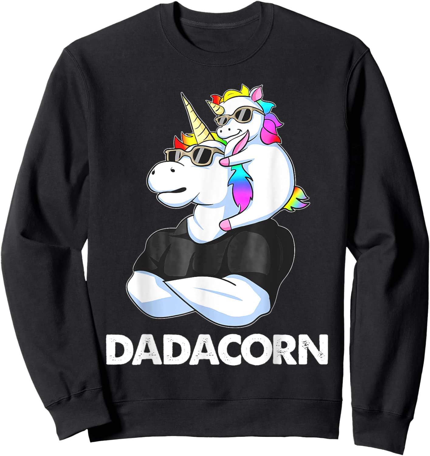 Dadacorn - Unicorn Dad and Baby Christmas PaPa Father's Day Sweatshirt - Sweatshirt | Black