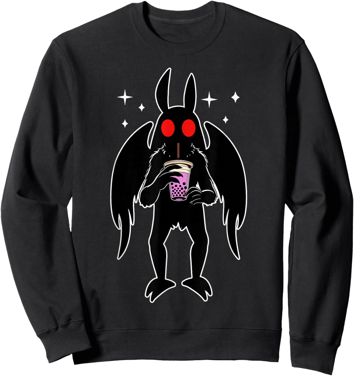 Funny Mothman Bubble Tea Kawaii Boba Tea Sweatshirt - Sweatshirt | Black
