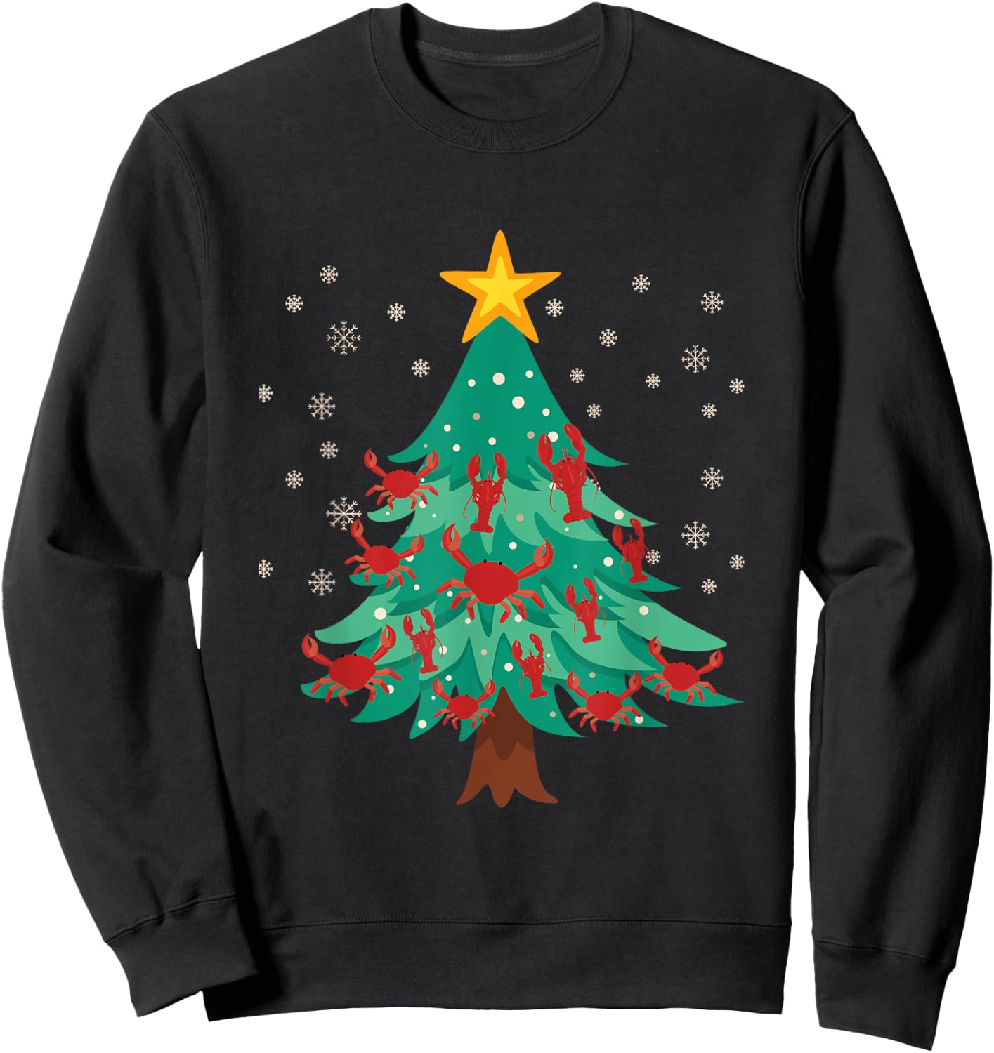 Cajun Louisiana Christmas Lobster Crawfish Merry Crabmas Sweatshirt - Sweatshirt | Black