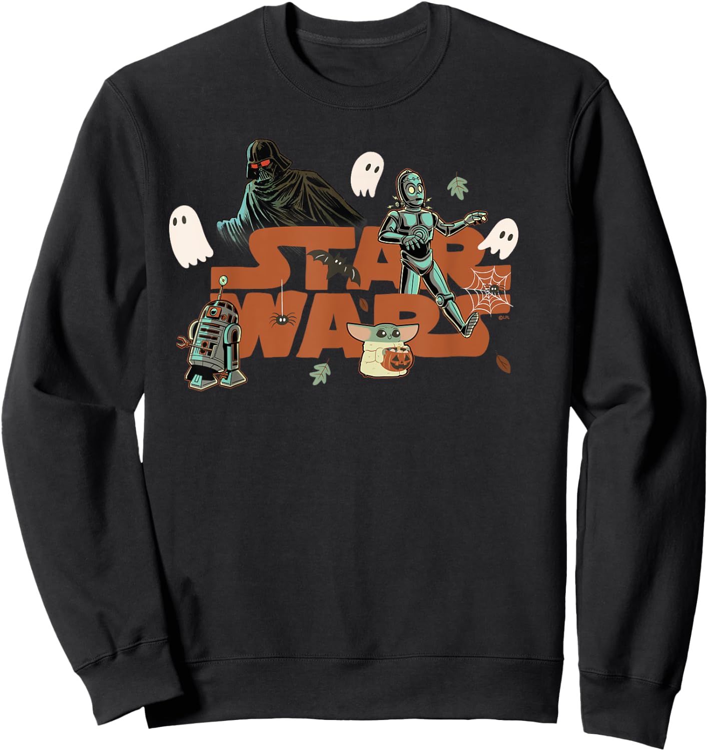 Star Wars Logo Grogu Darth Vader R2-D2 C-3PO Fall Halloween Sweatshirt - Sweatshirt | Black